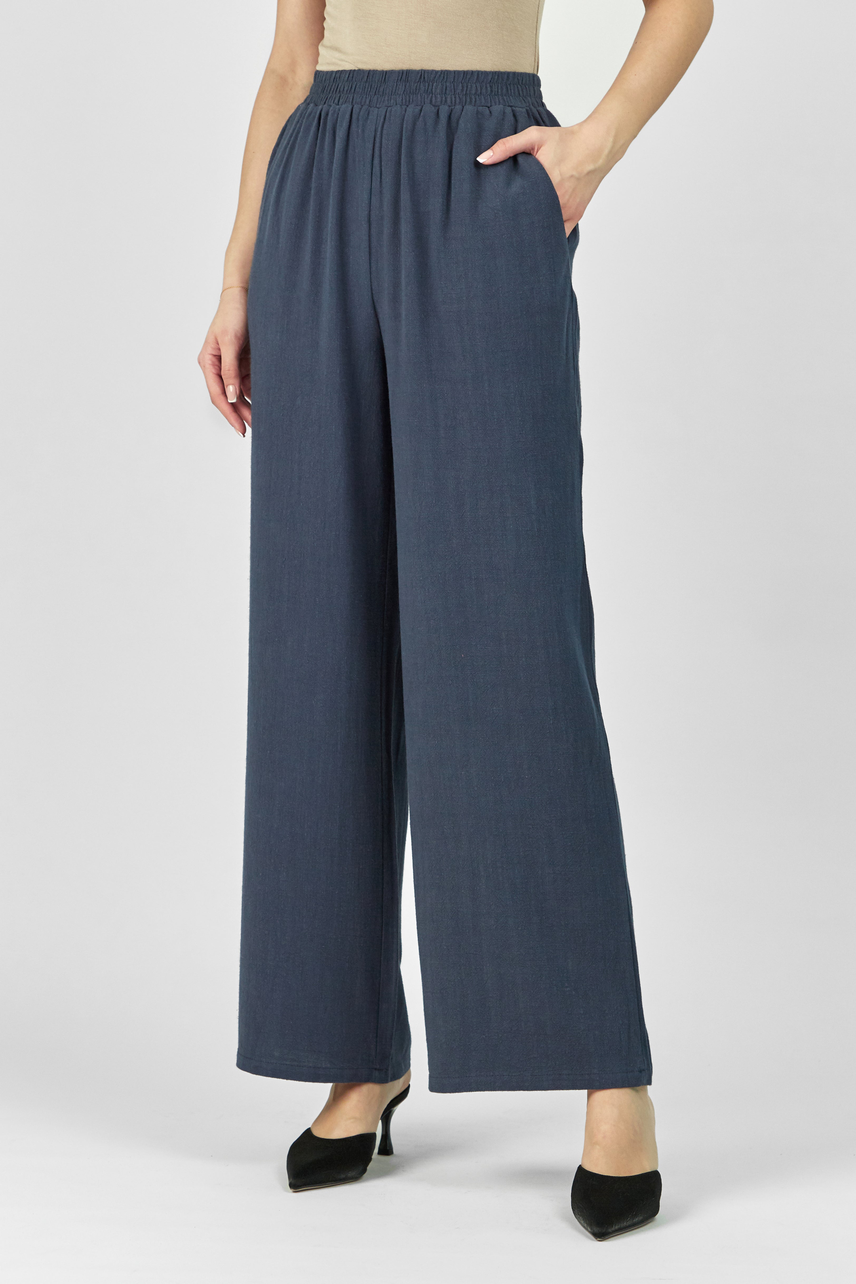 Linen Blend Pants - Royal Blue