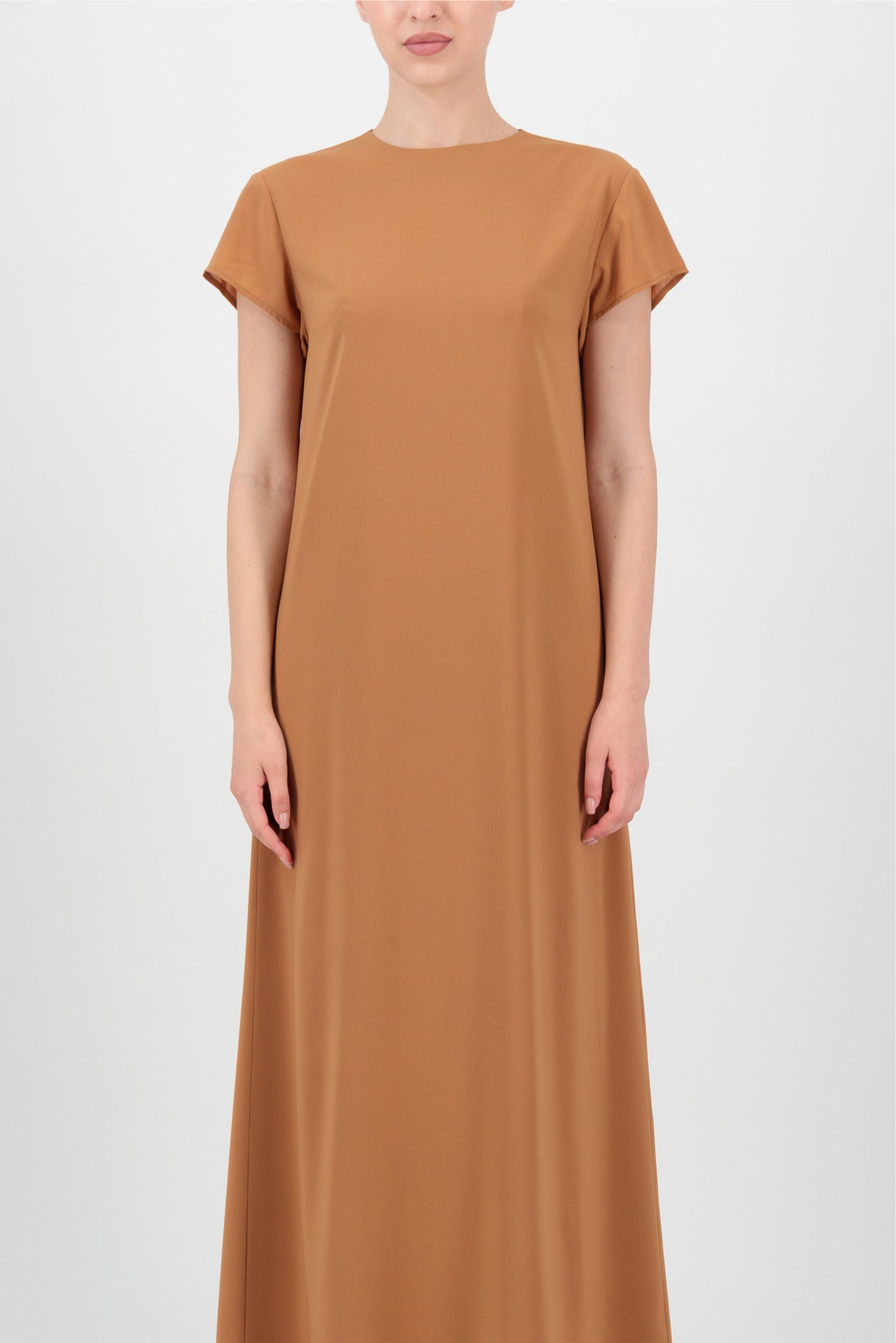 Inner dress styling from the FARES Printed 3 Piece Abaya Set in Tamr revealing the streamlined base layer within elevated abaya sets.
