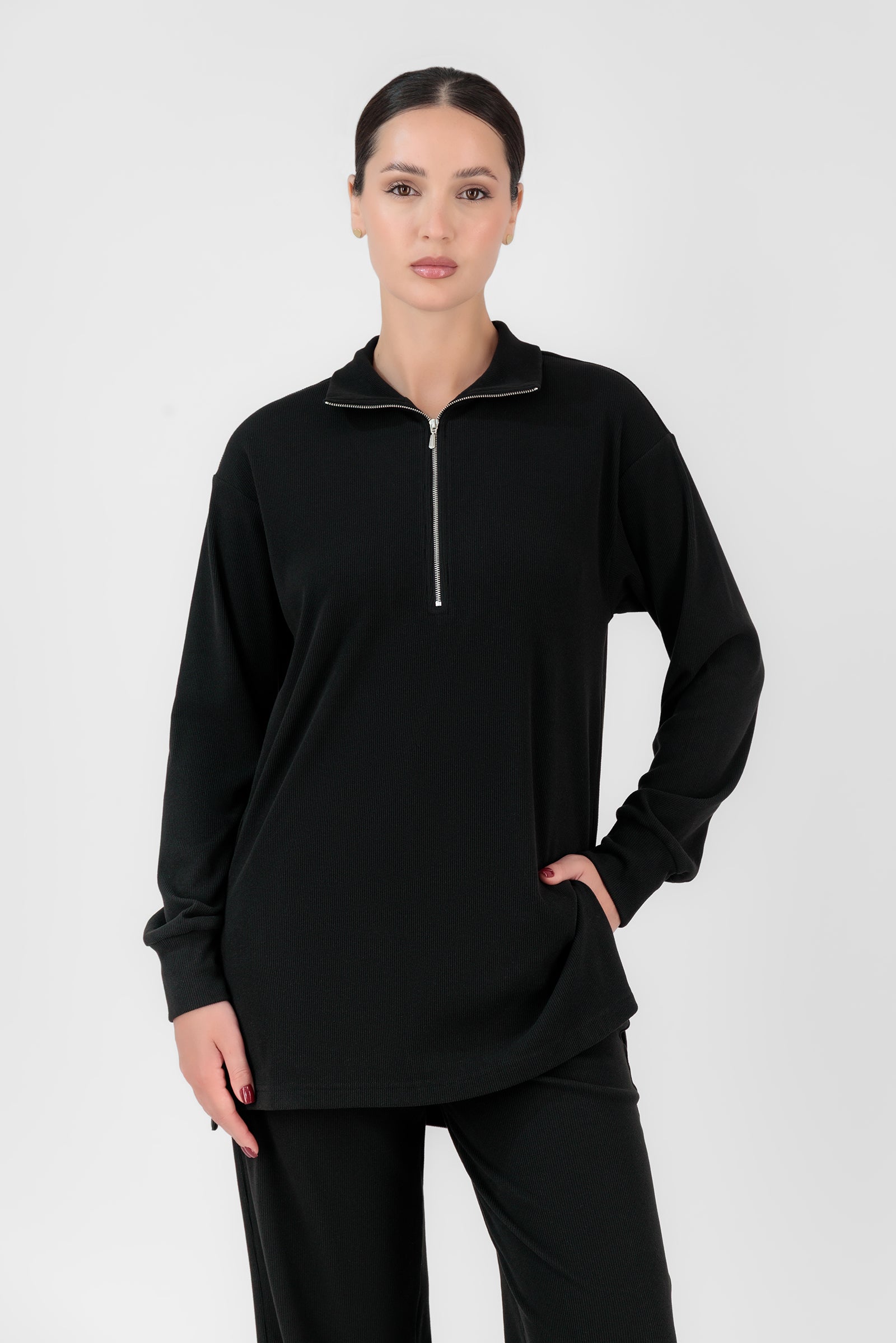 Velour Knit Top - Black