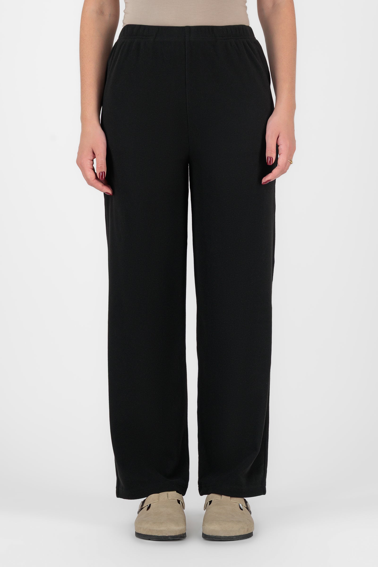 Velour Knit Pants - Black
