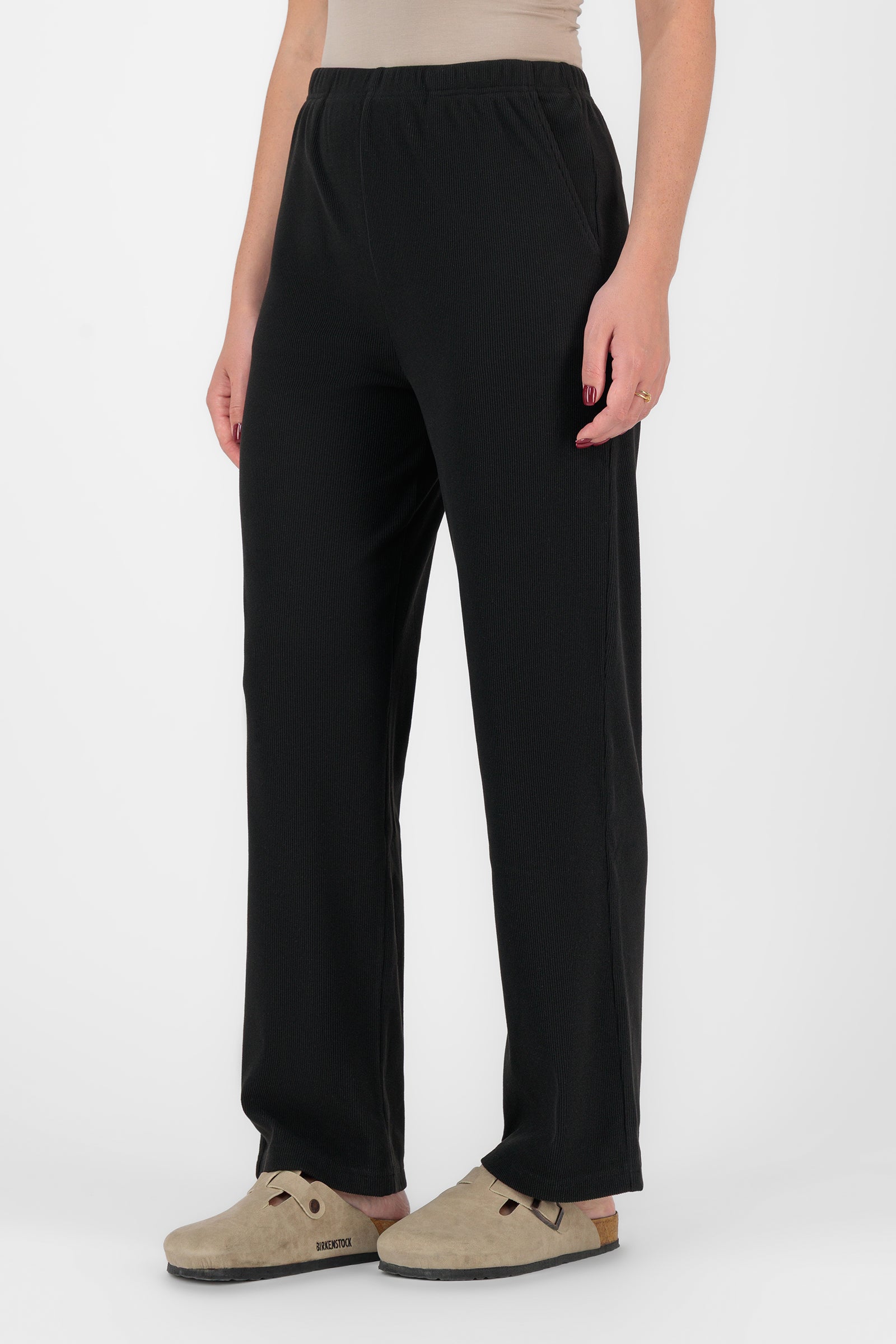 Velour Knit Pants - Black