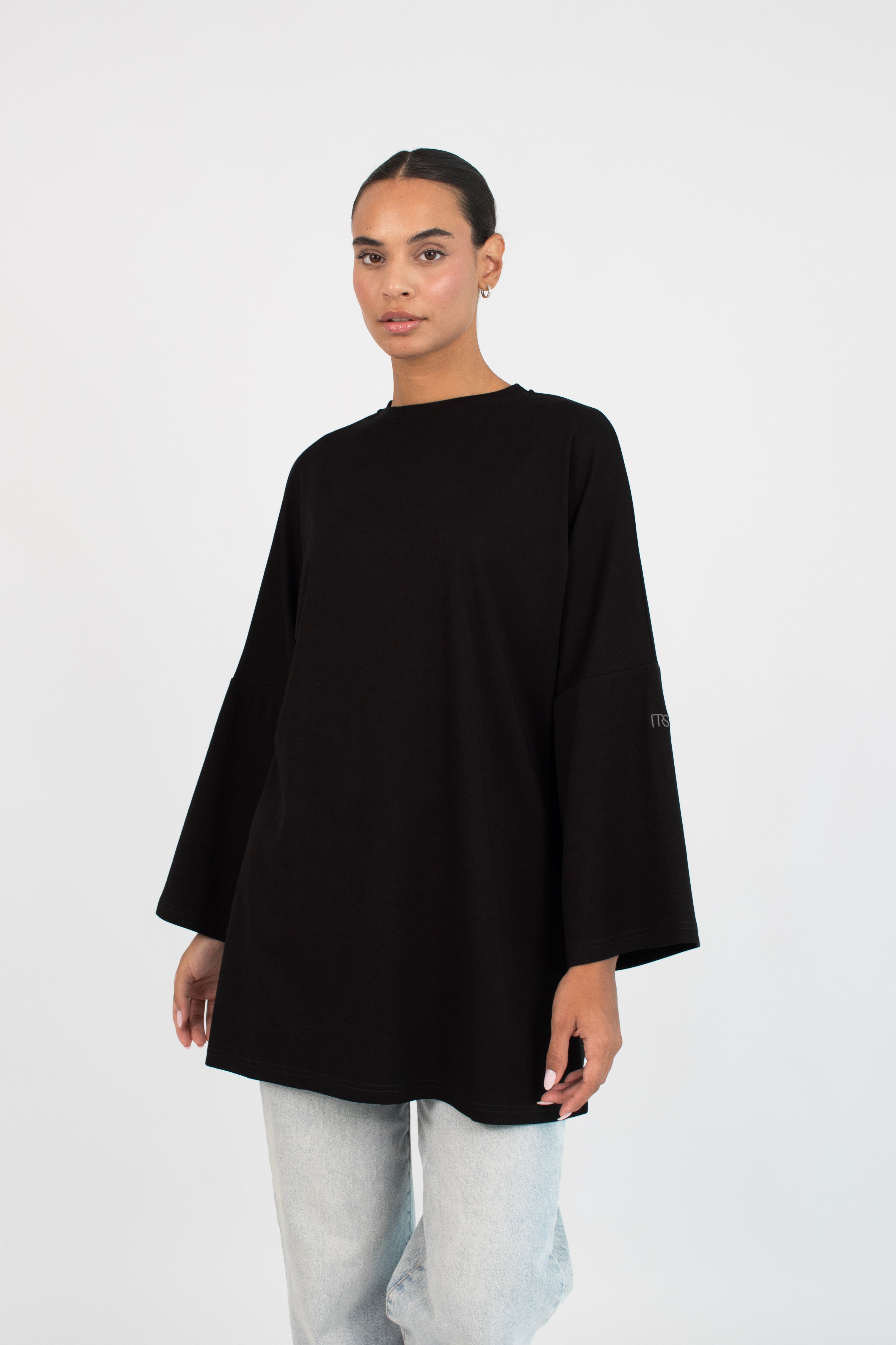 Cotton Long Sleeve Tee - Black