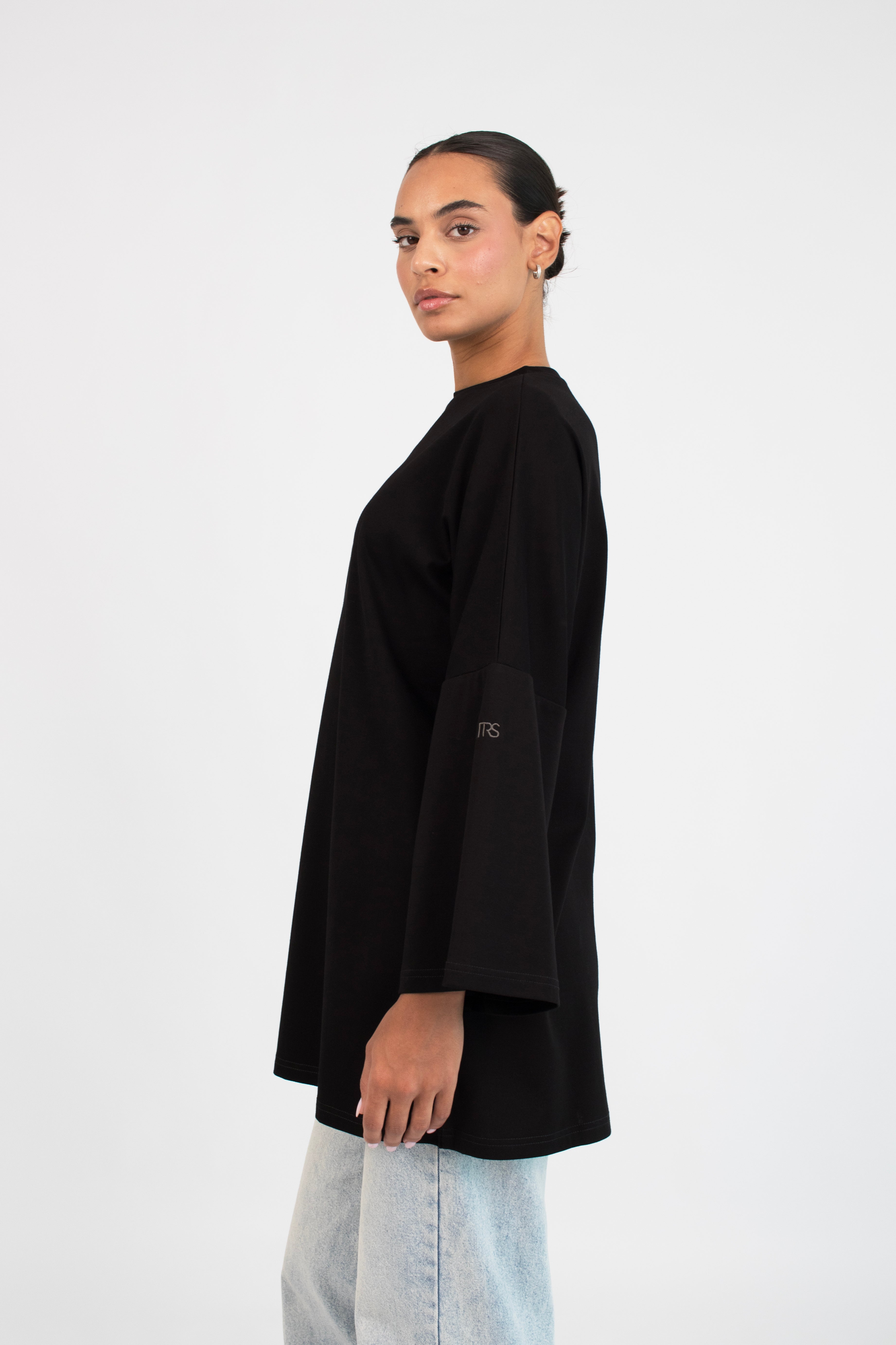 Cotton Long Sleeve Tee - Black