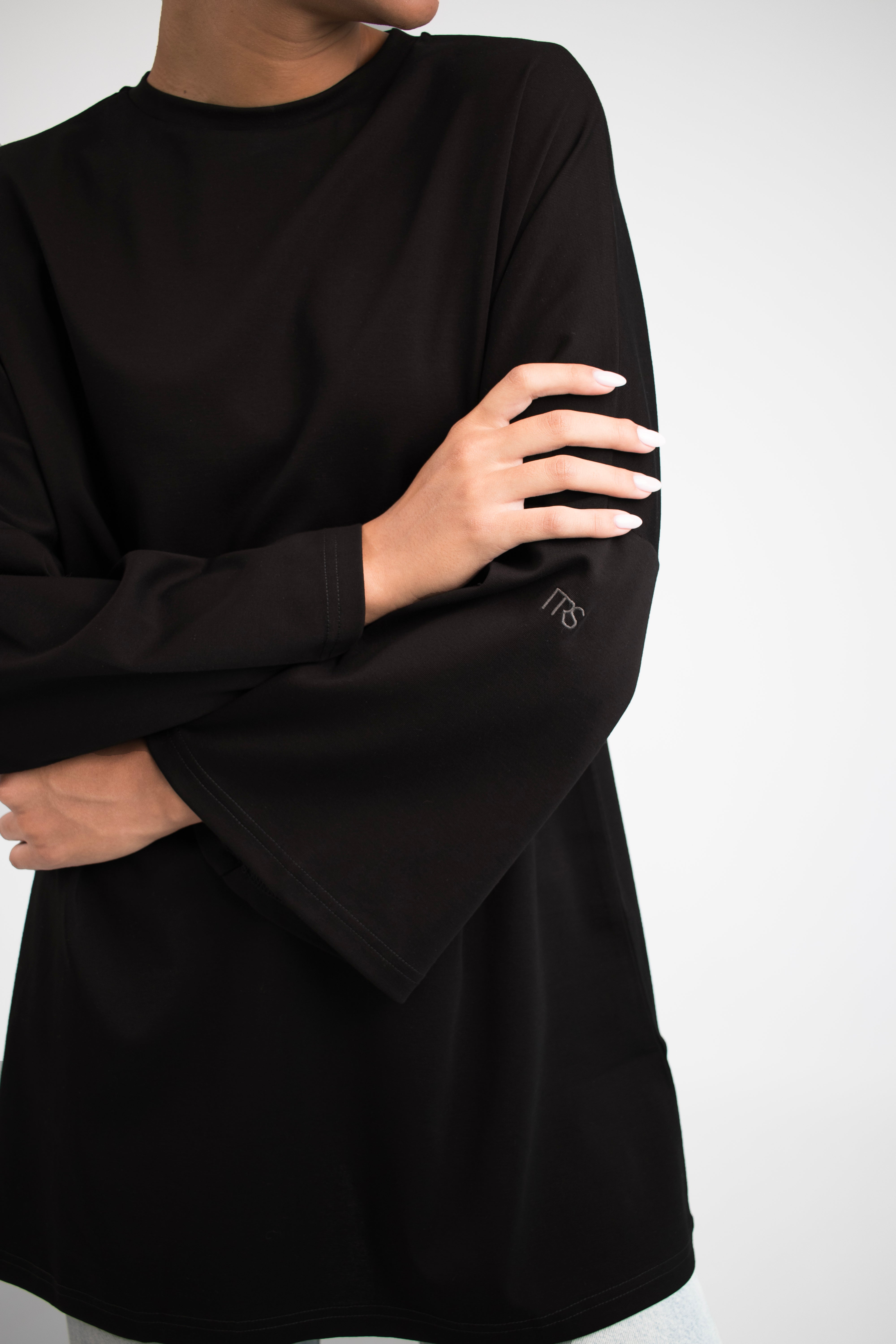Cotton Long Sleeve Tee - Black