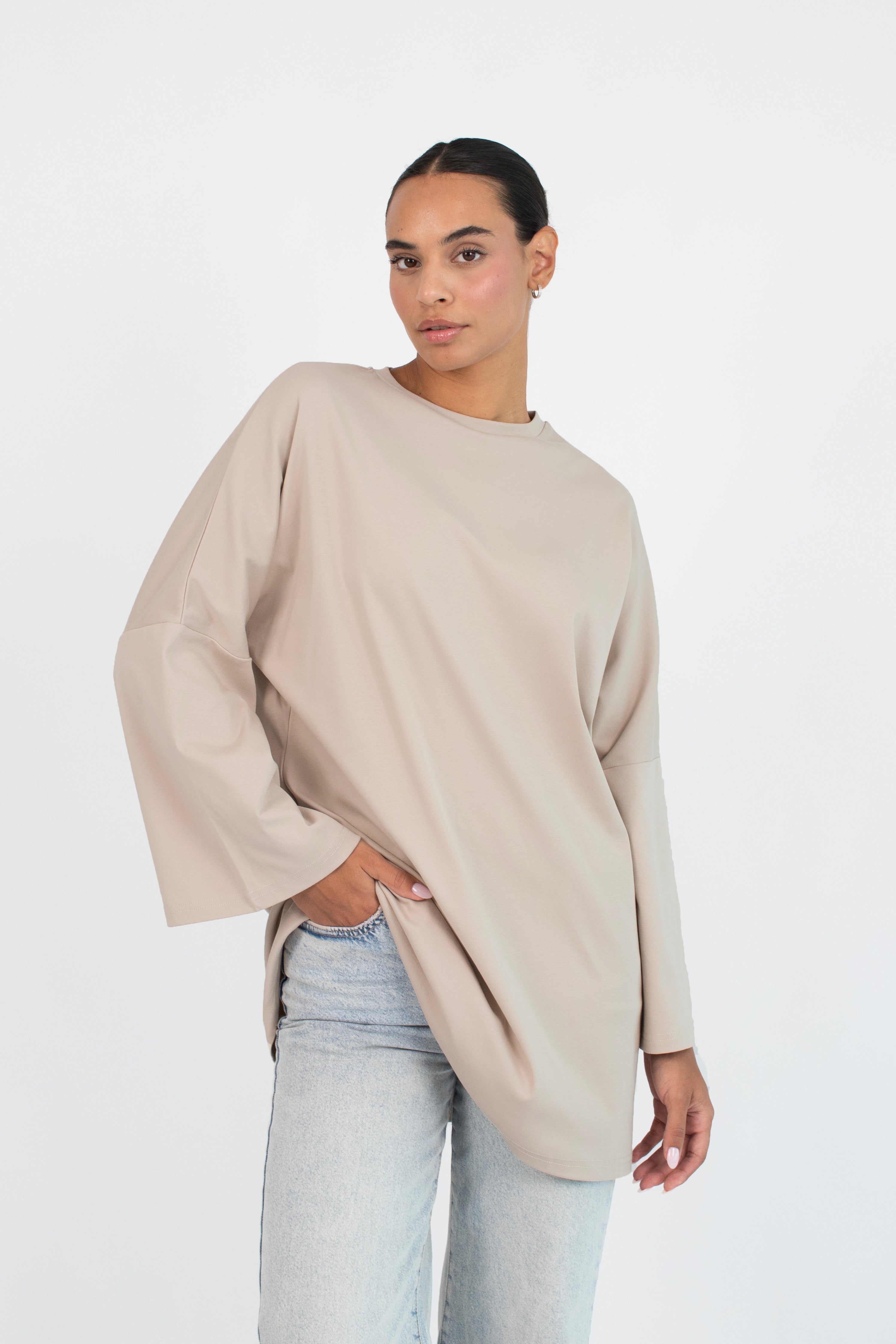 Cotton Long Sleeve Tee - Mink