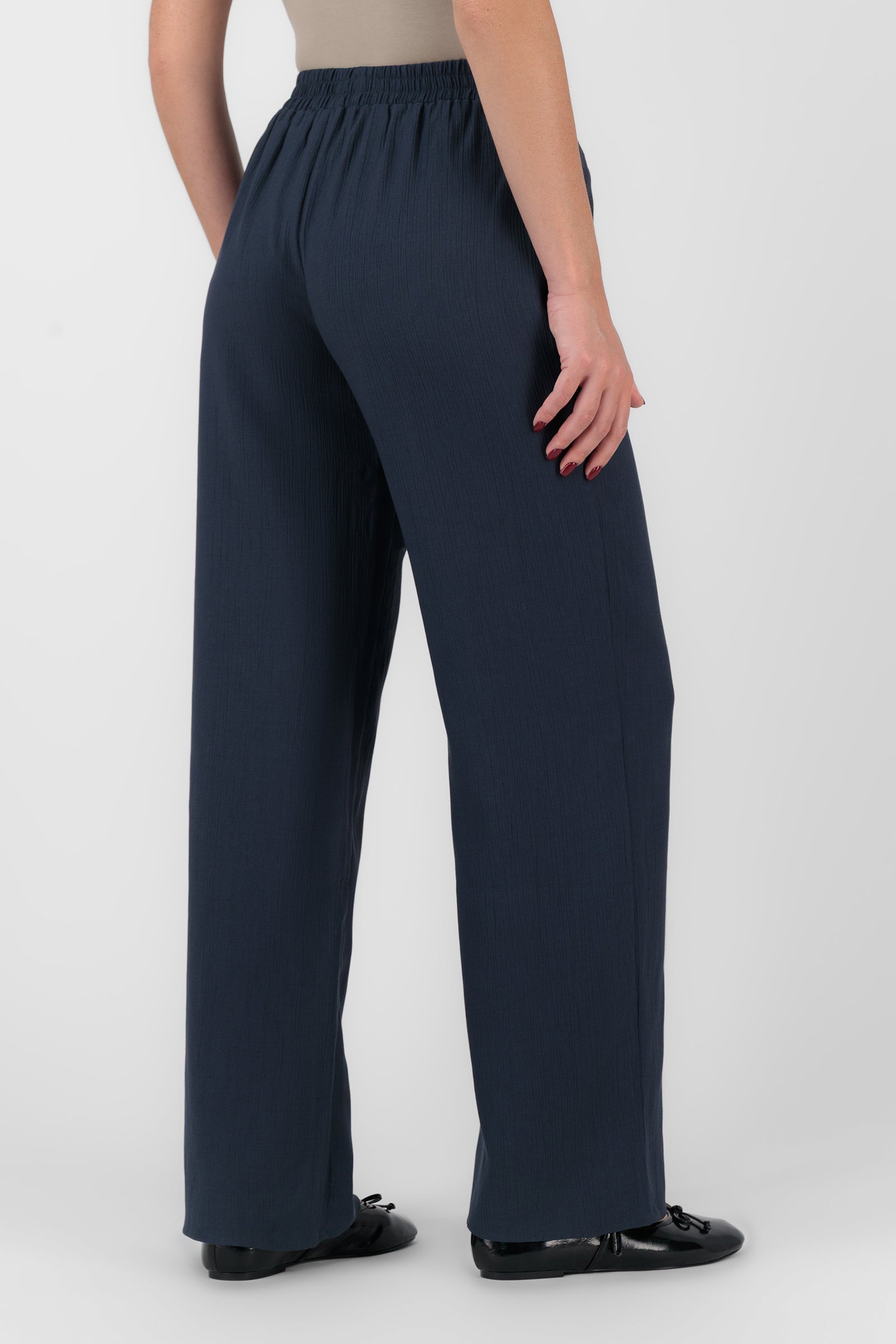 Flowy Wide Leg Pants - Navy