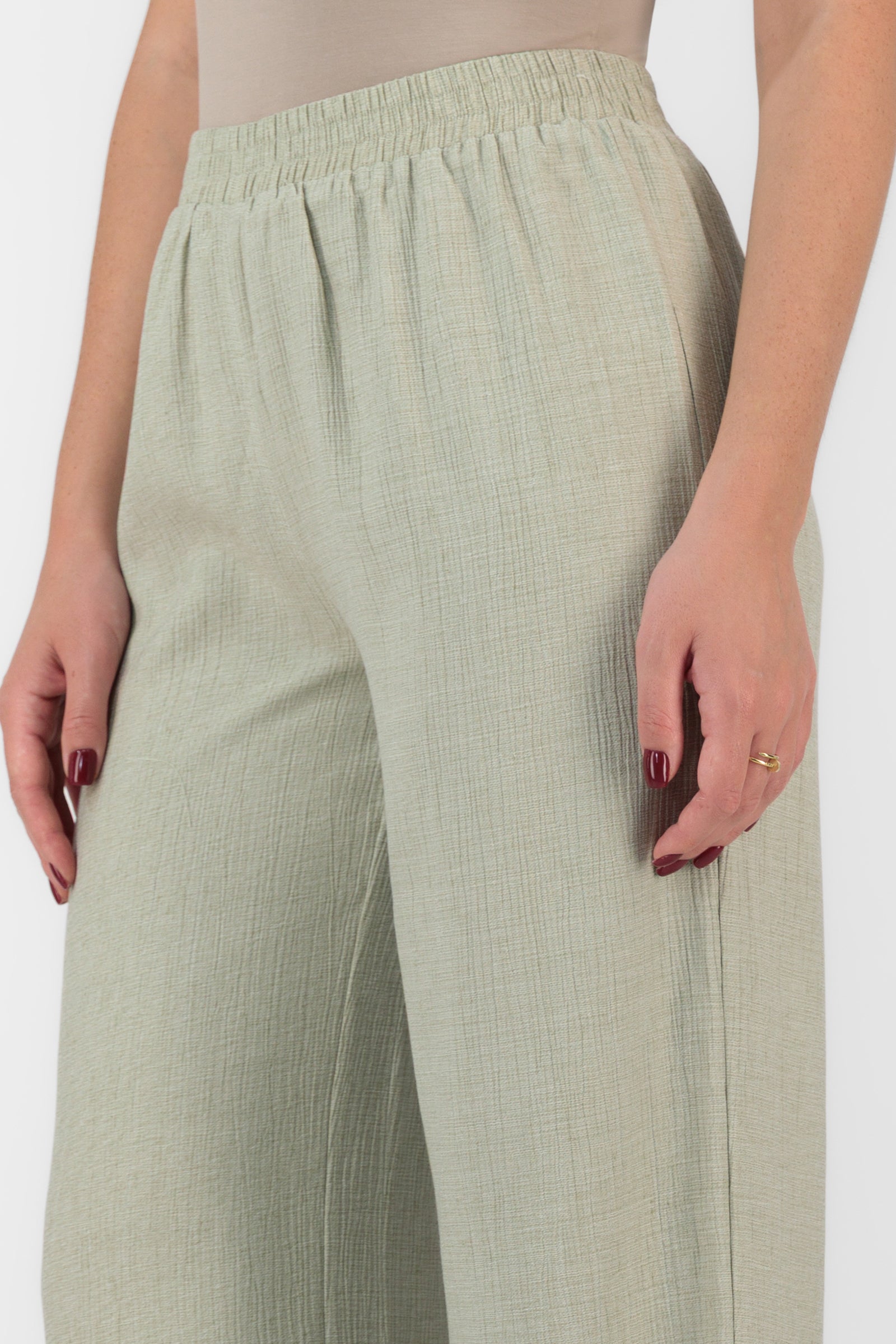 Flowy Wide Leg Pants - Green Tea