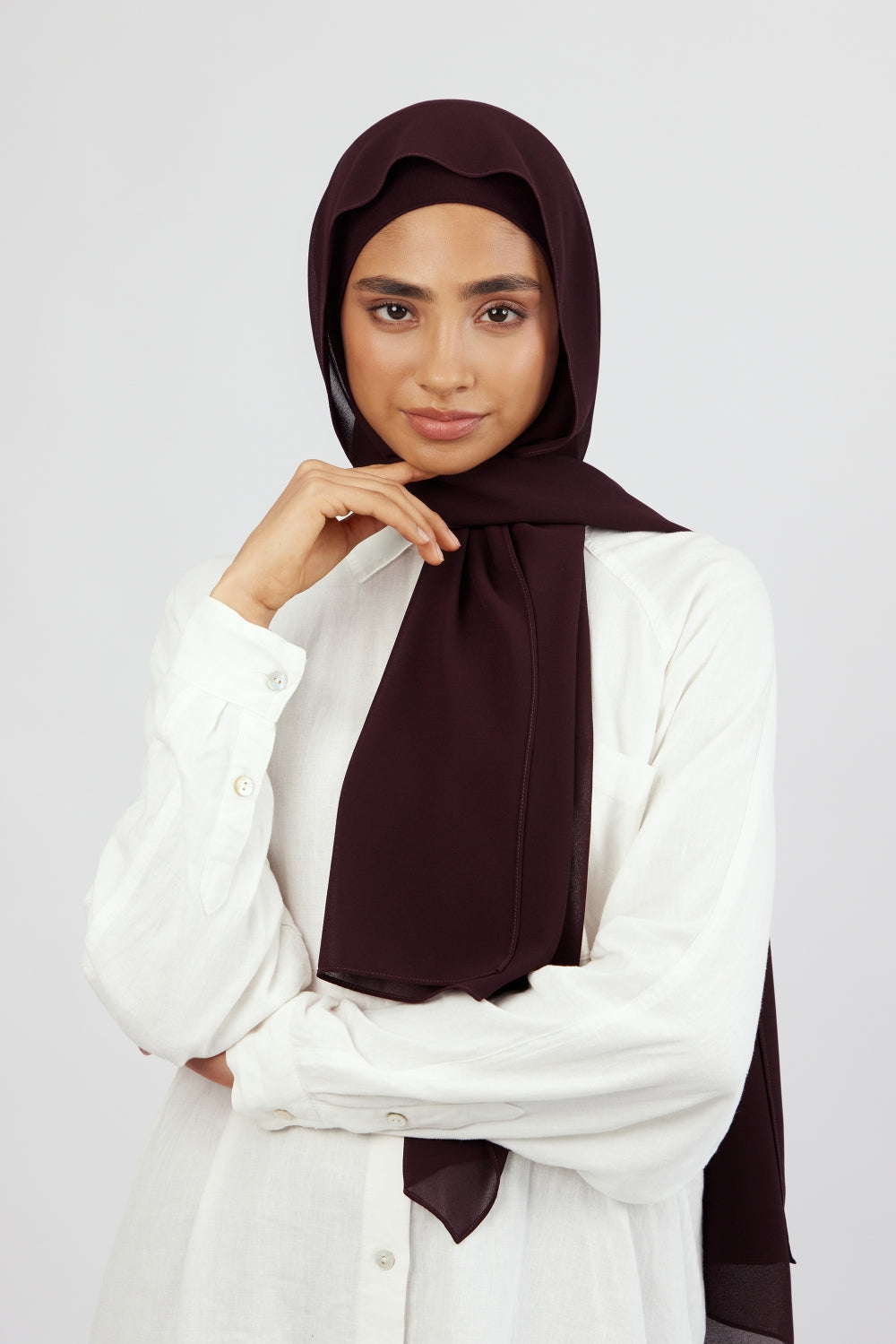 AE - Matching Chiffon Hijab Set - Deep Plum