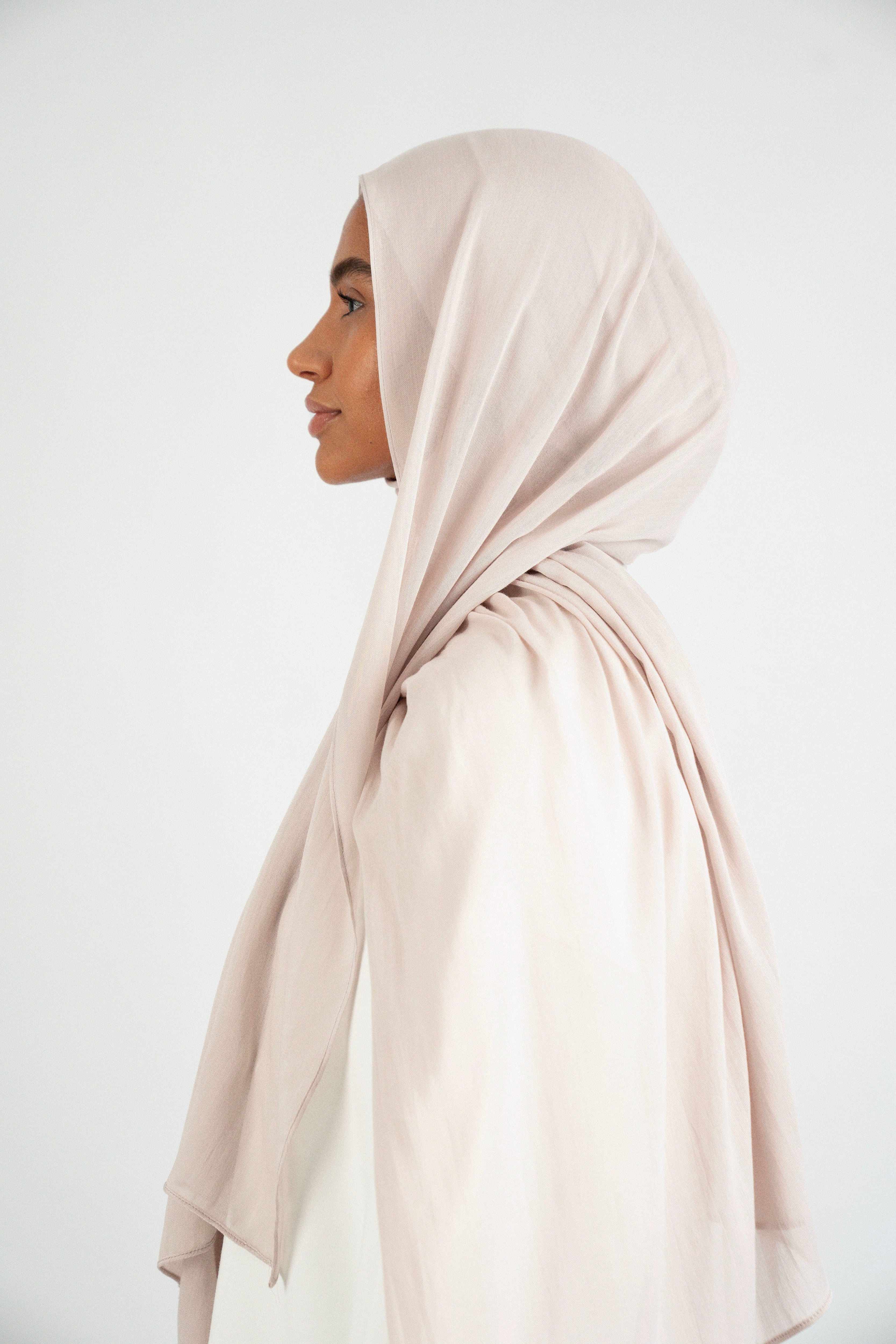 Matching Butter Modal Hijab Set - Pearl