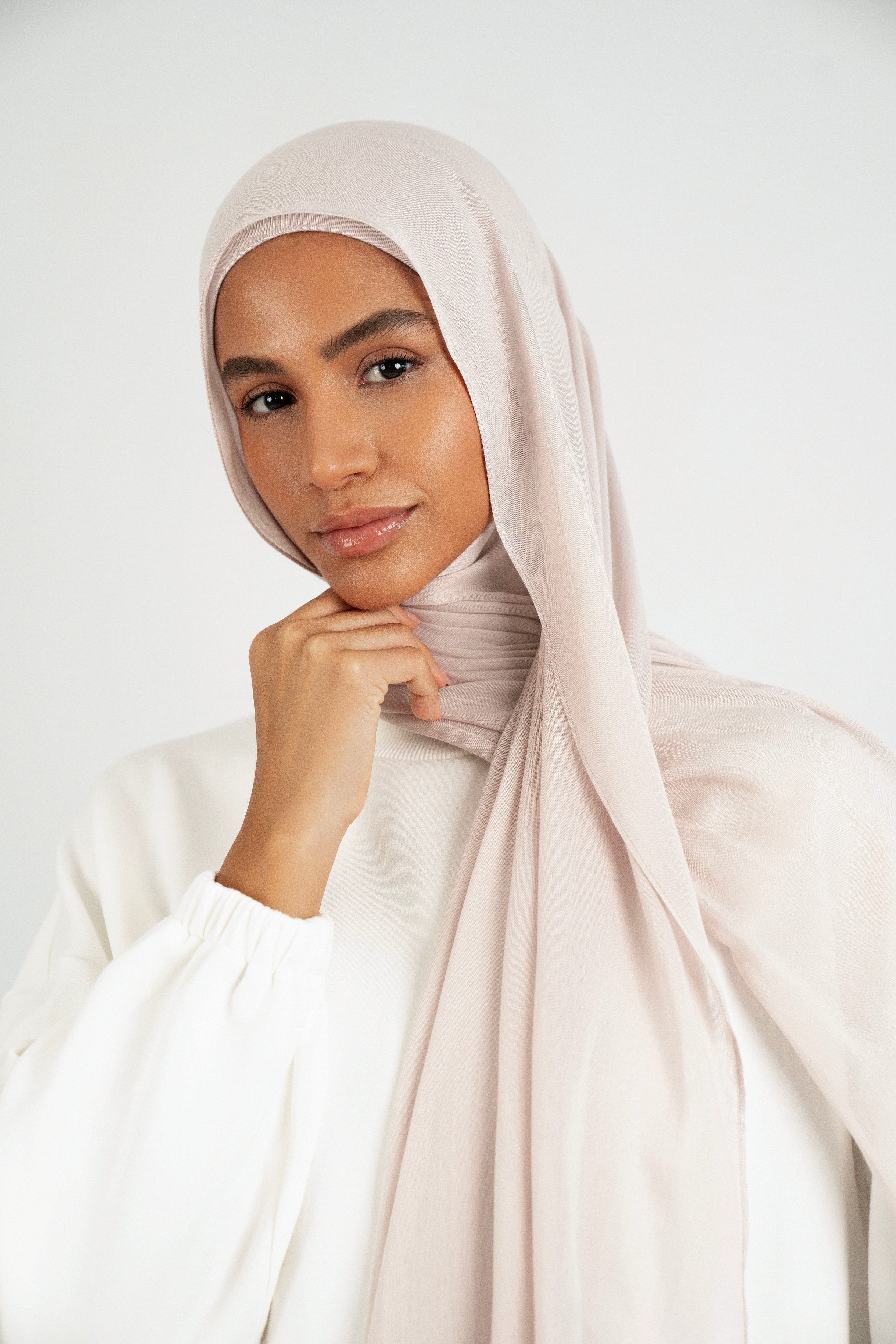 Matching Butter Modal Hijab Set - Pearl