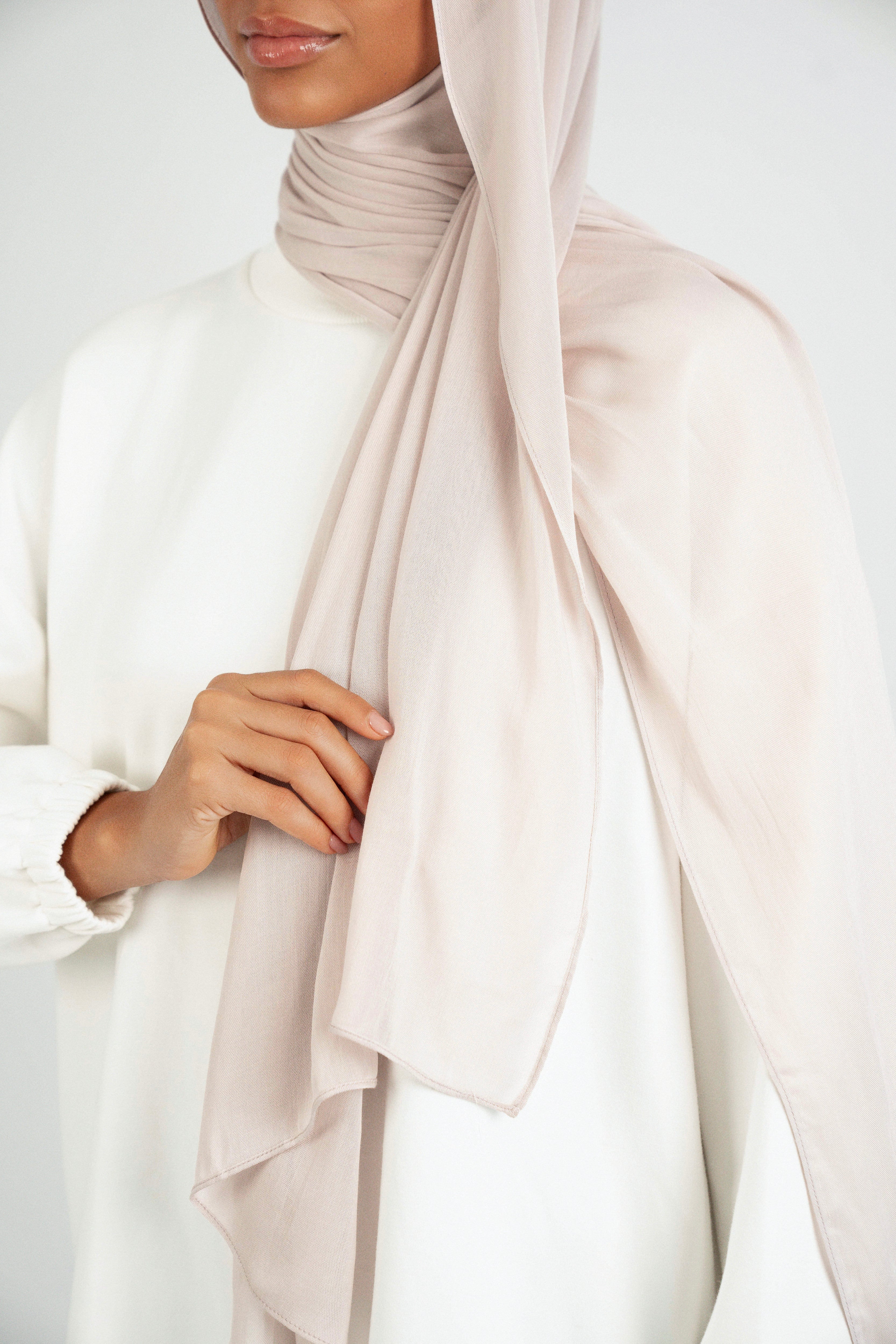 Matching Butter Modal Hijab Set - Pearl