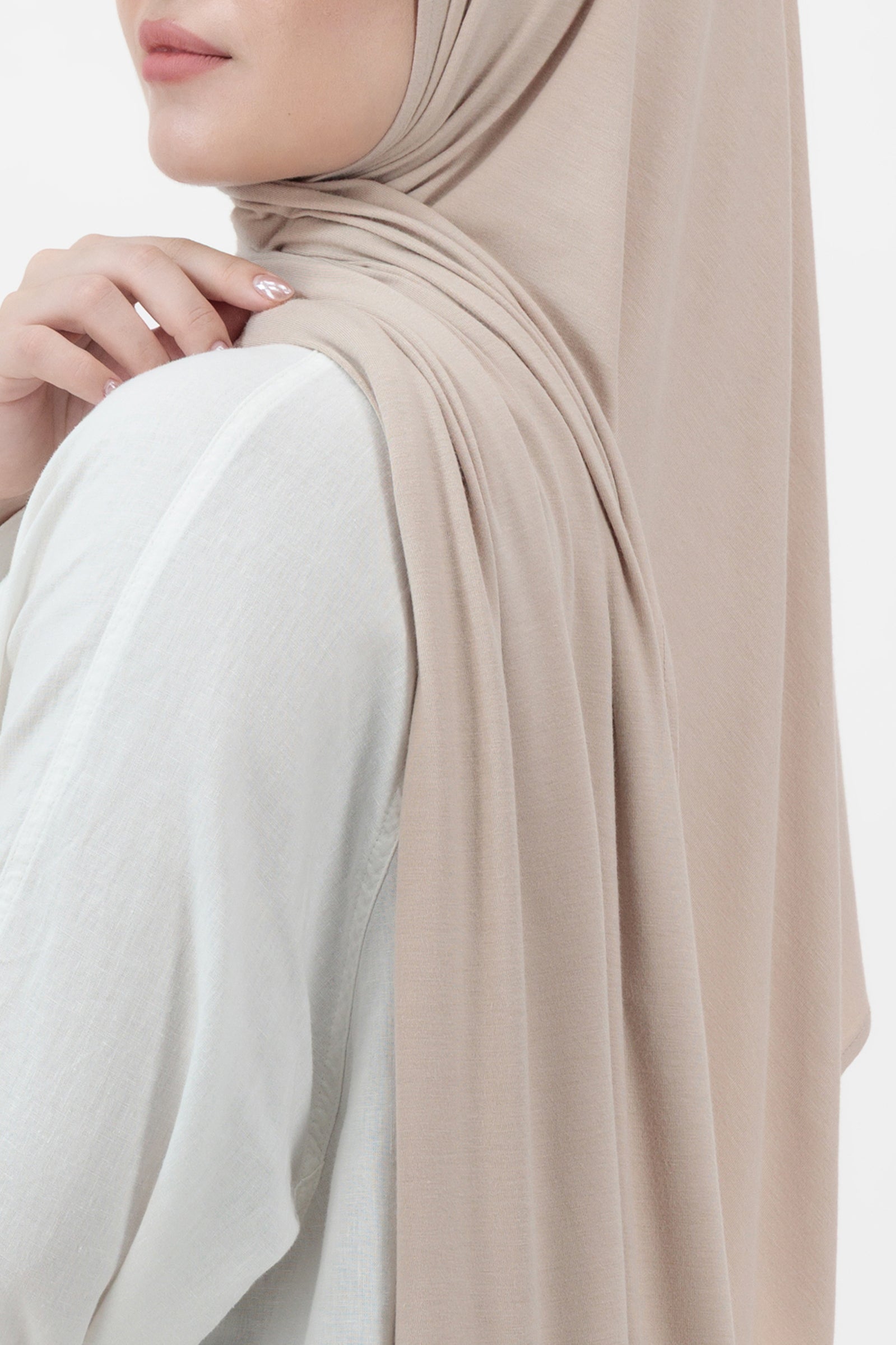 Matching Jersey Hijab Set - Biscuit