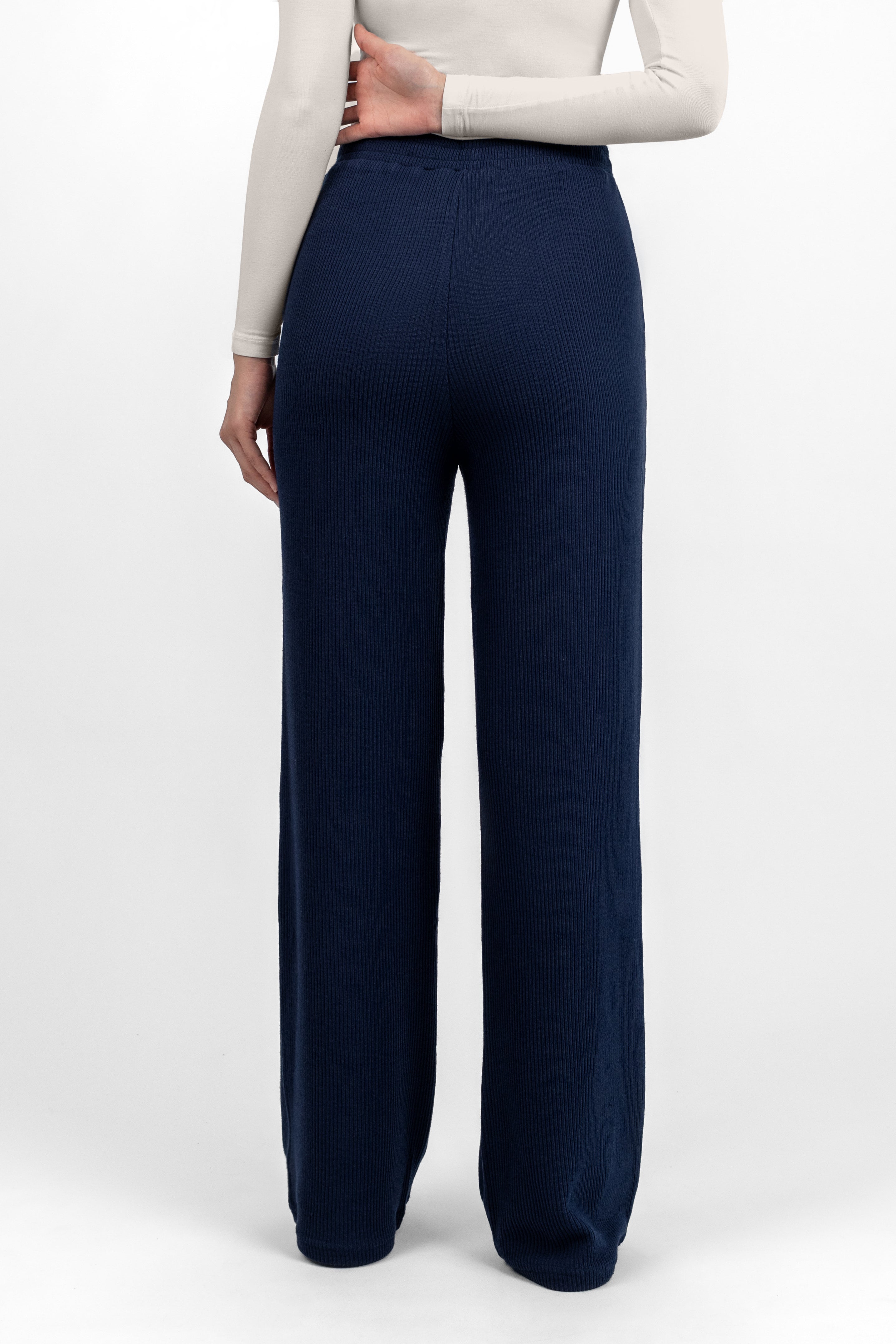 Knit Wide Leg Pants - Navy