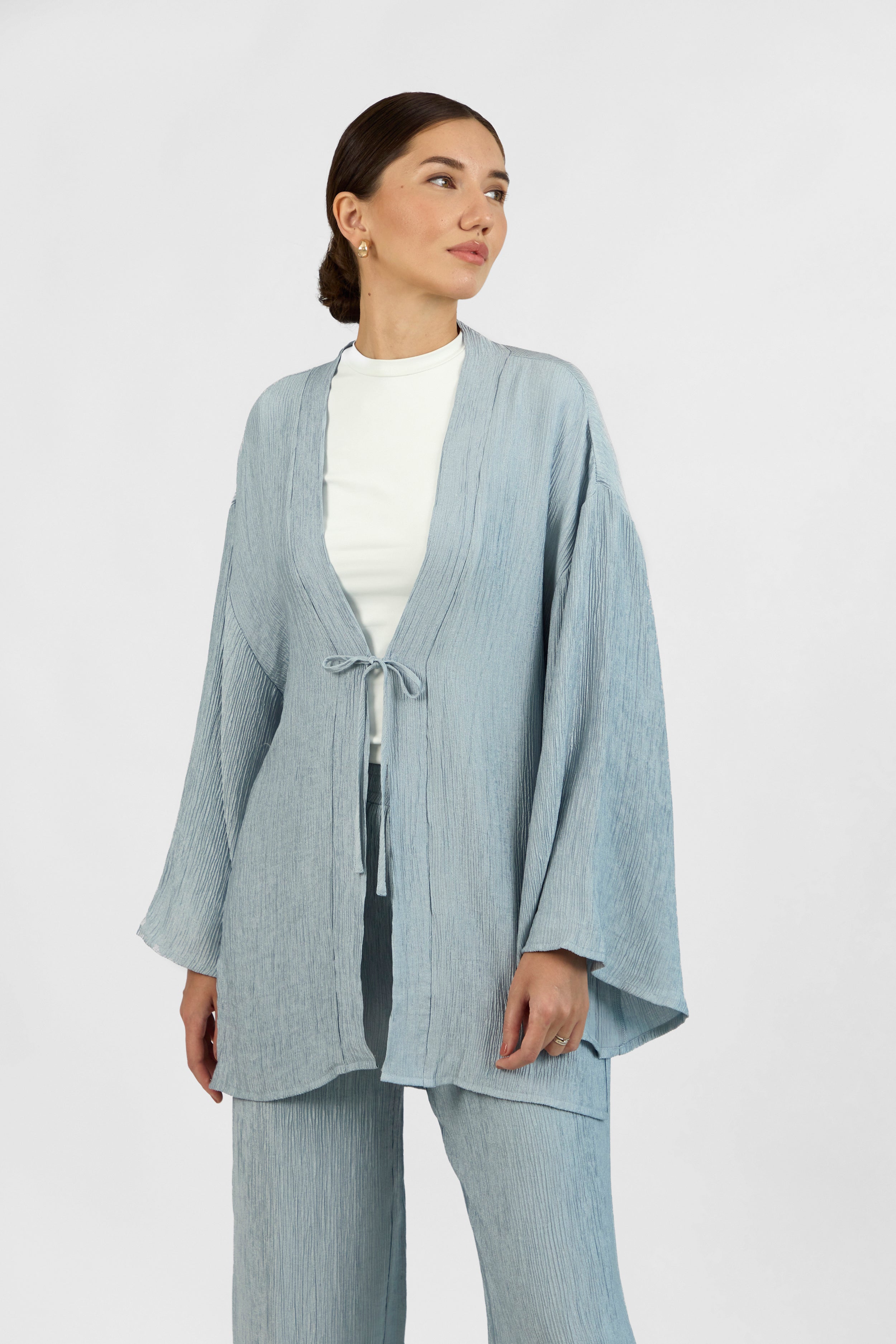 Bow Detail Cardigan - Icy Blue