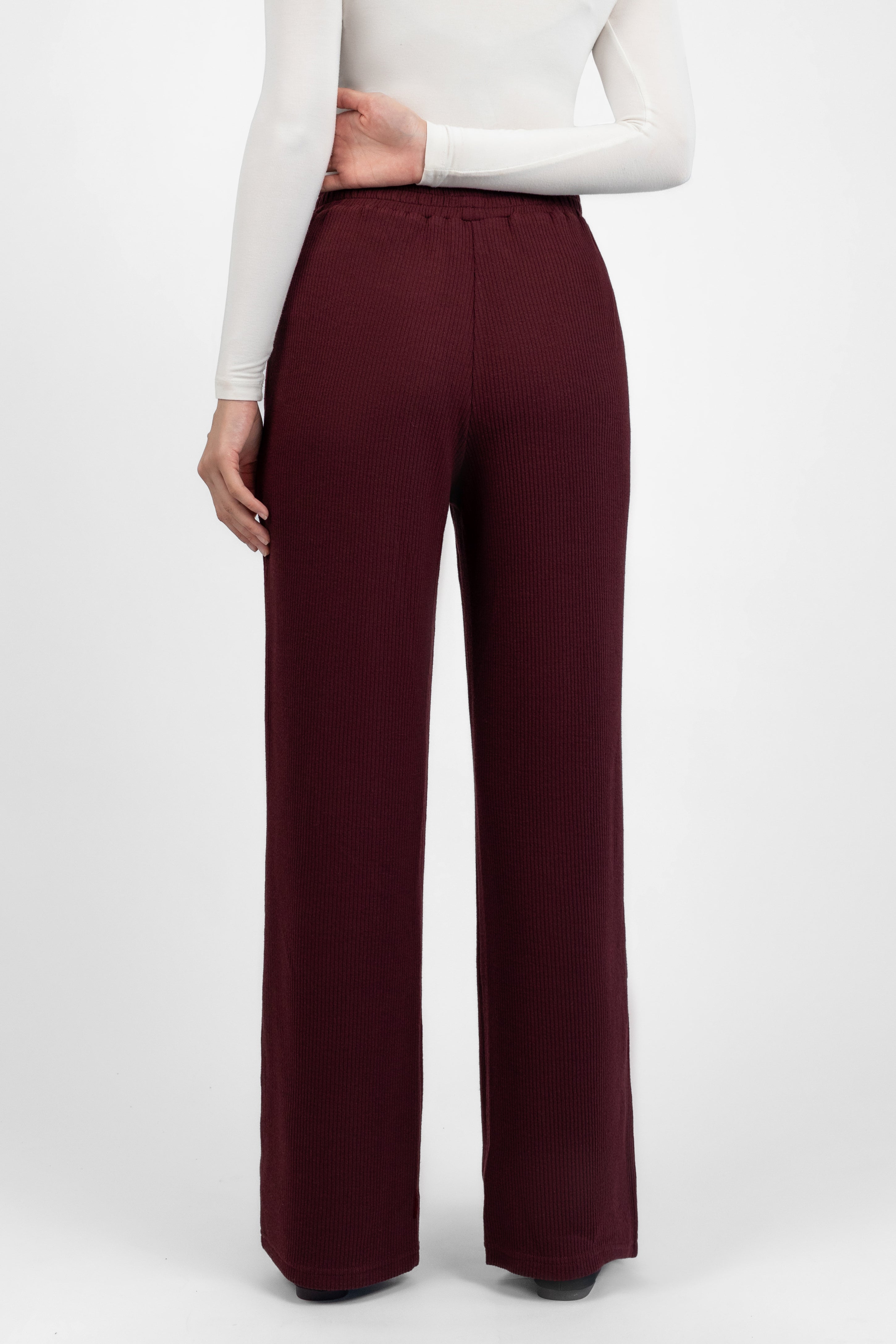 Knit Relaxed Fit Pants - Black Cherry