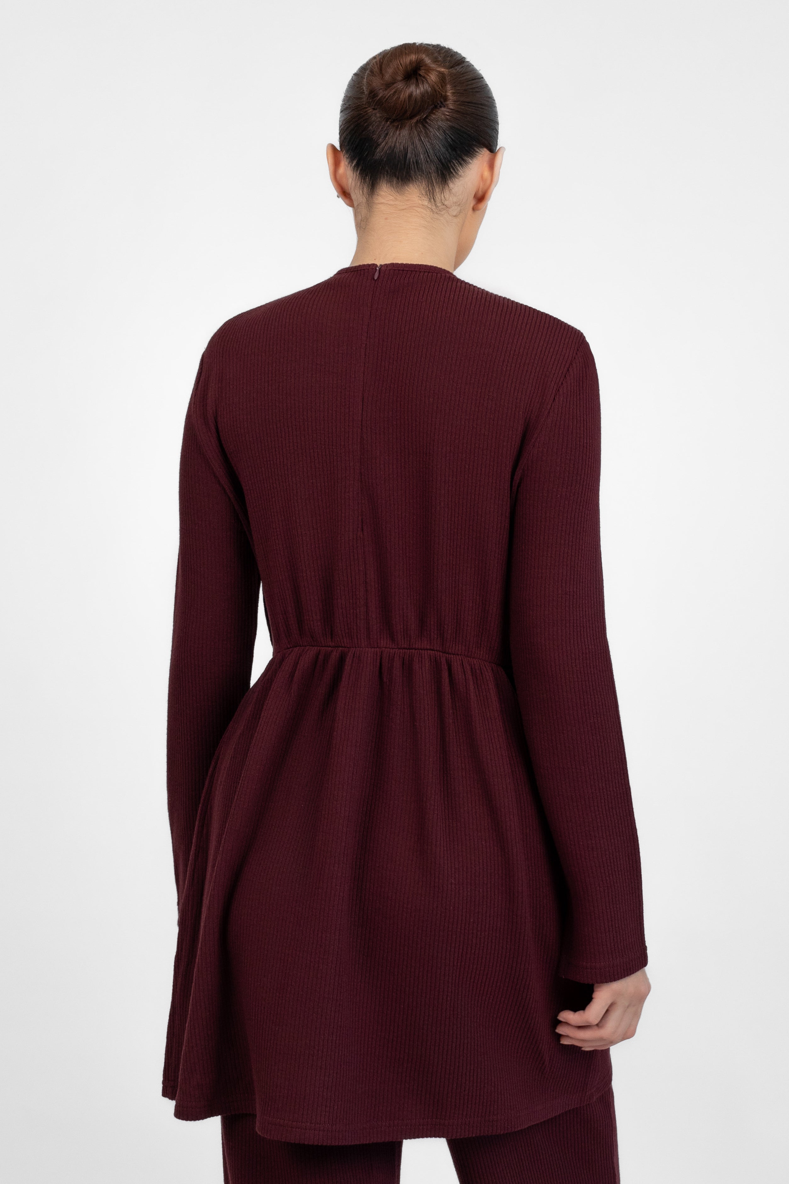 Knit Side Twist Top - Black Cherry