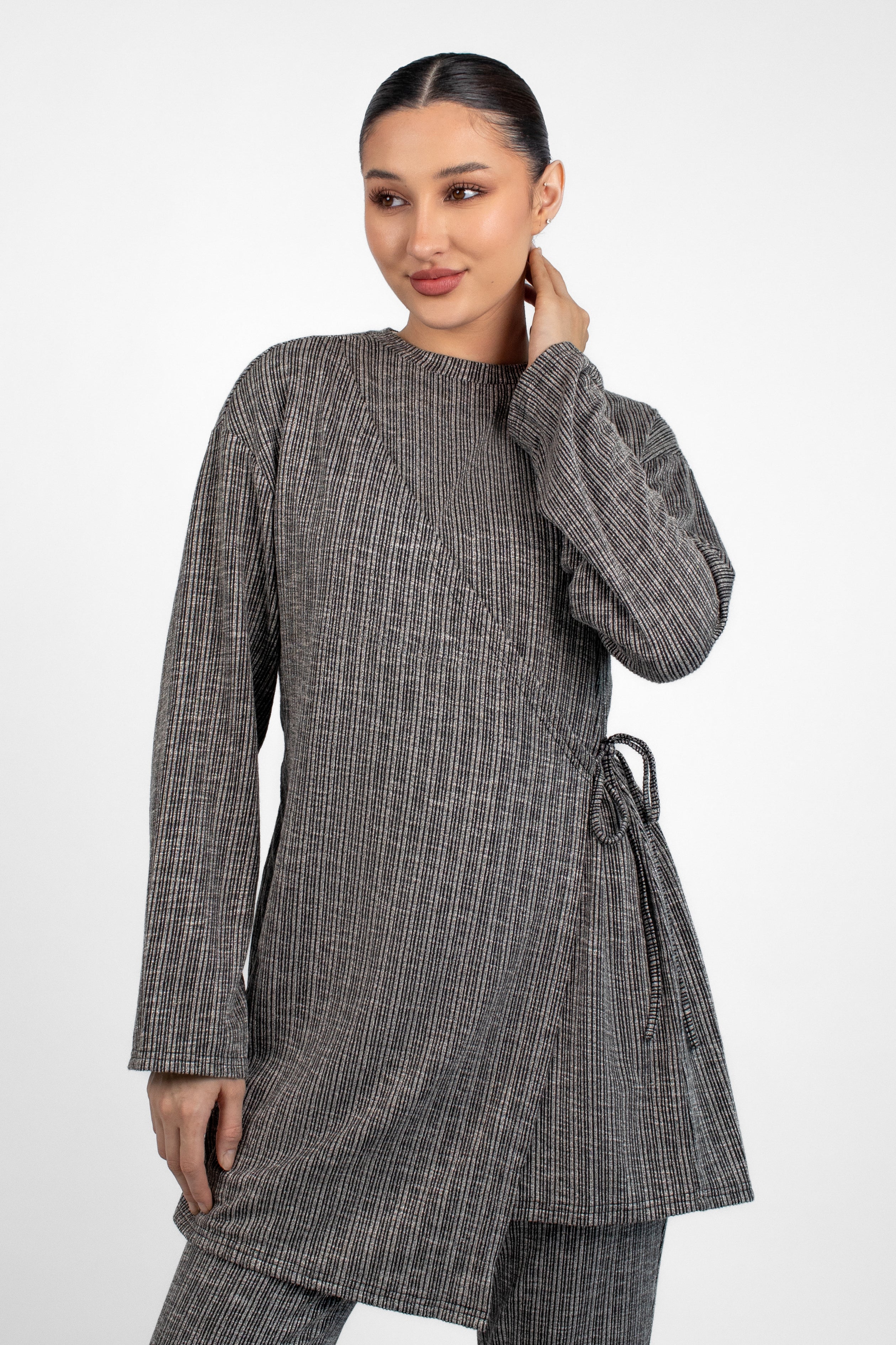 Wrap Knit Top - Salt & Pepper
