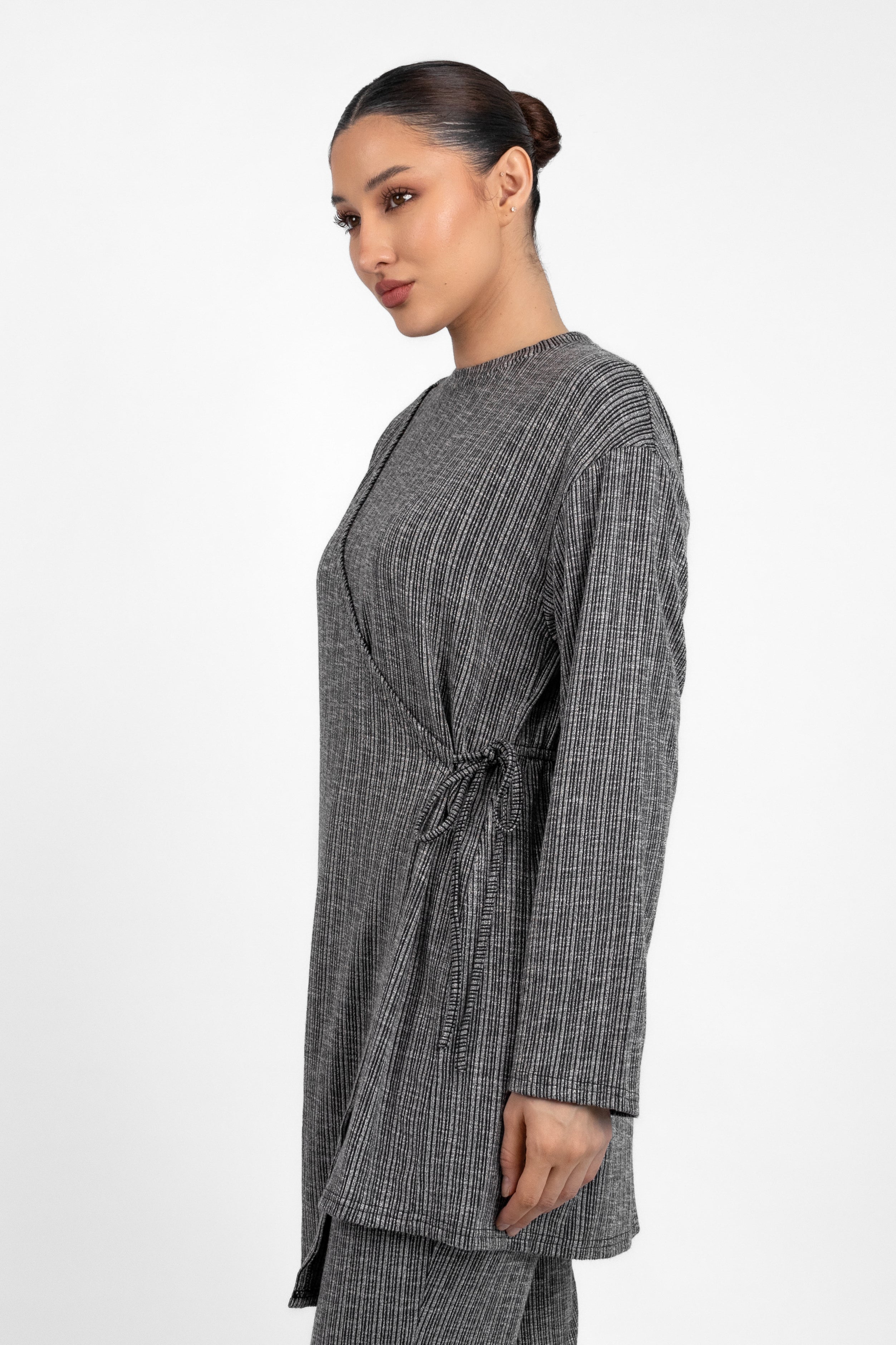 Wrap Knit Top - Salt & Pepper