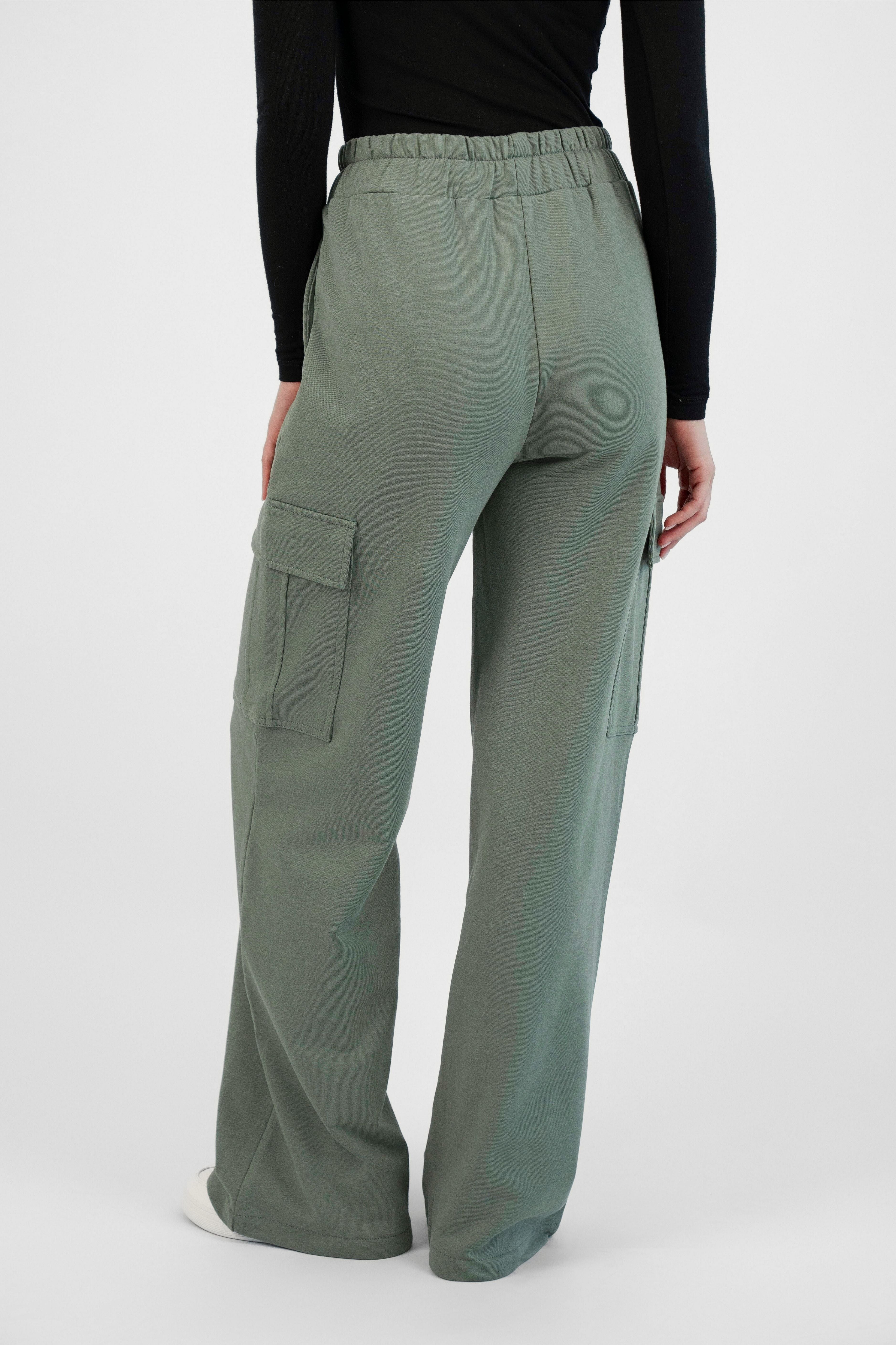 Wide Leg Utility Sweatpants - Oakmoss