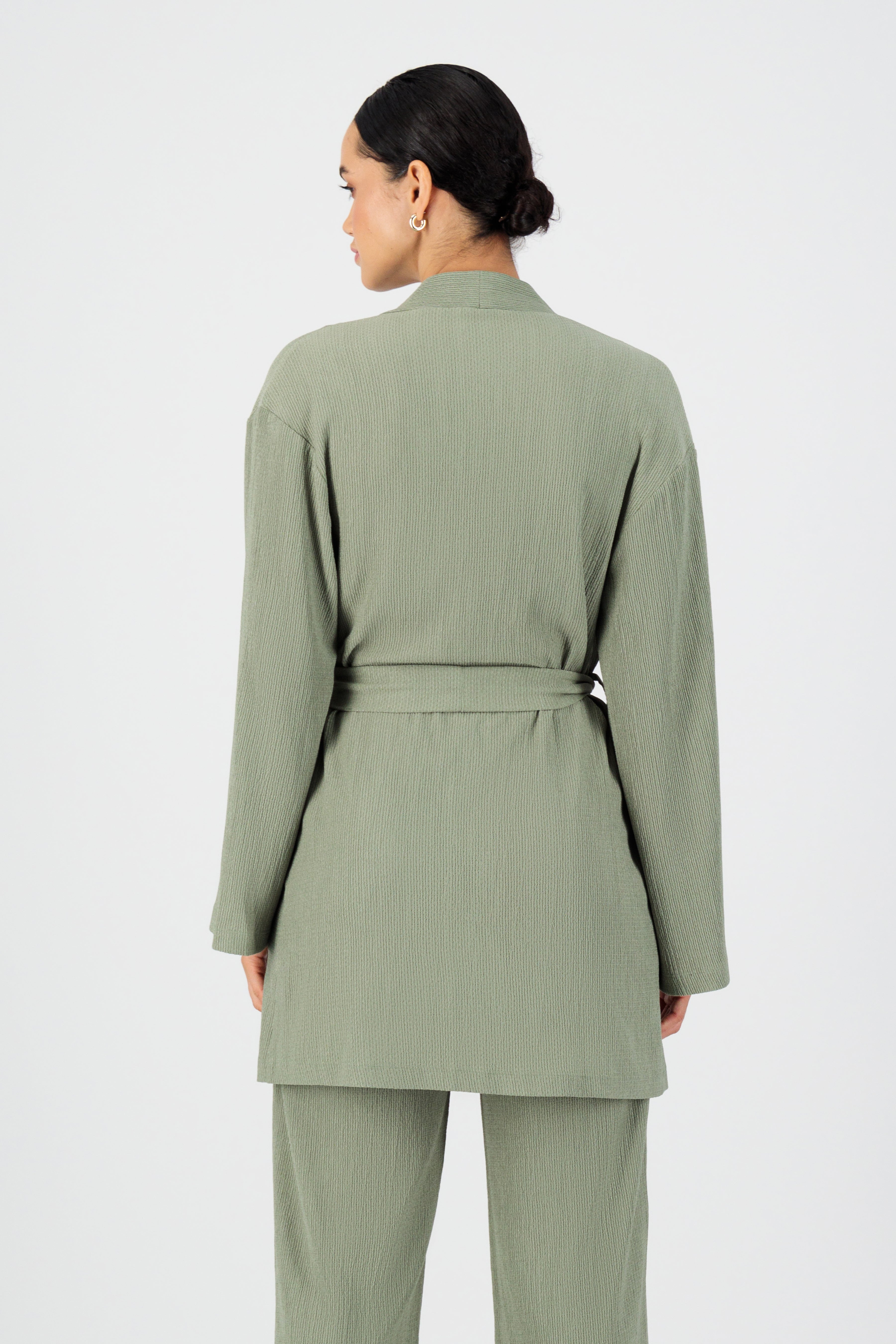 CA - Belted Relaxed Fit Cardigan - Olive