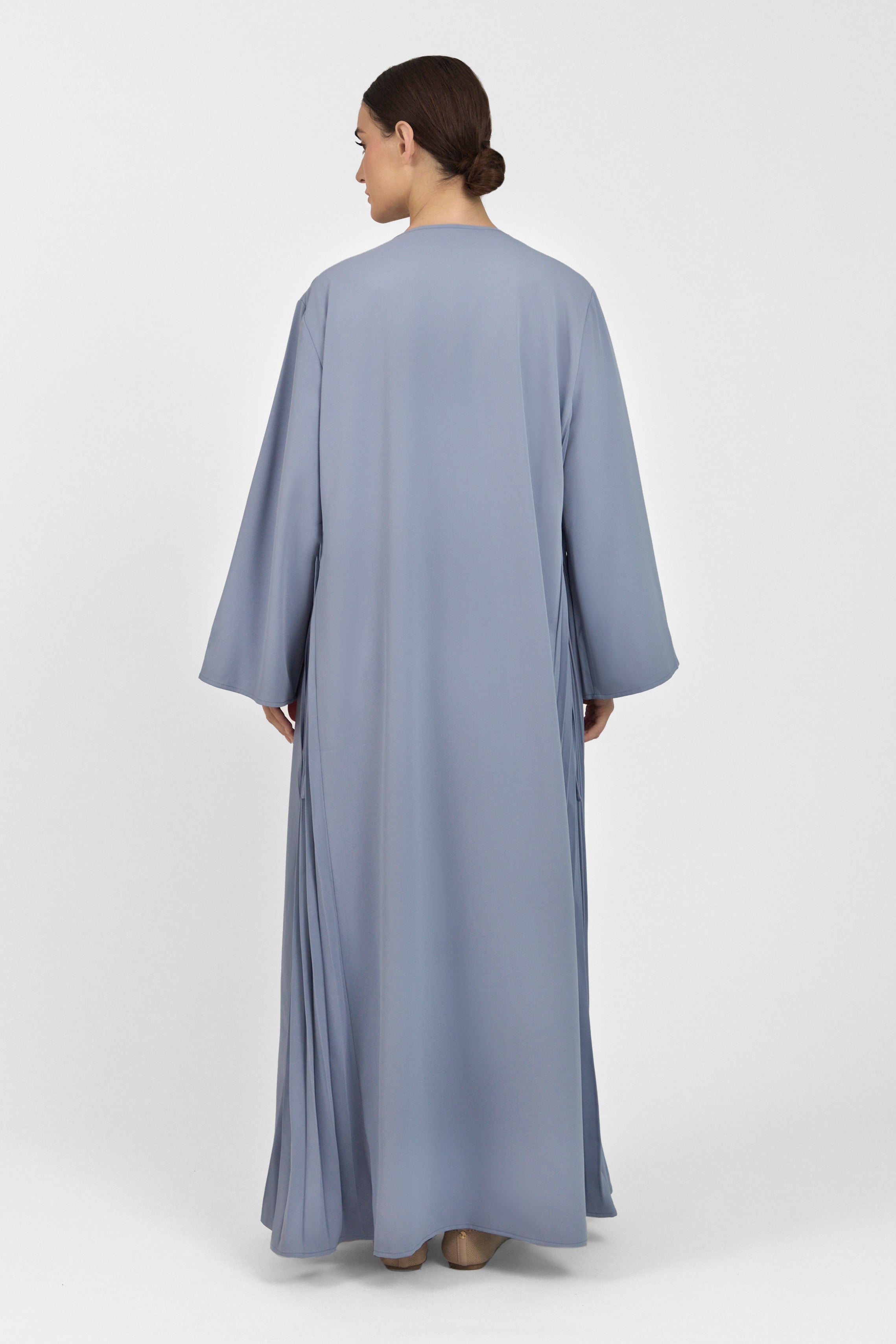 Pleated Detail Abaya - Denim