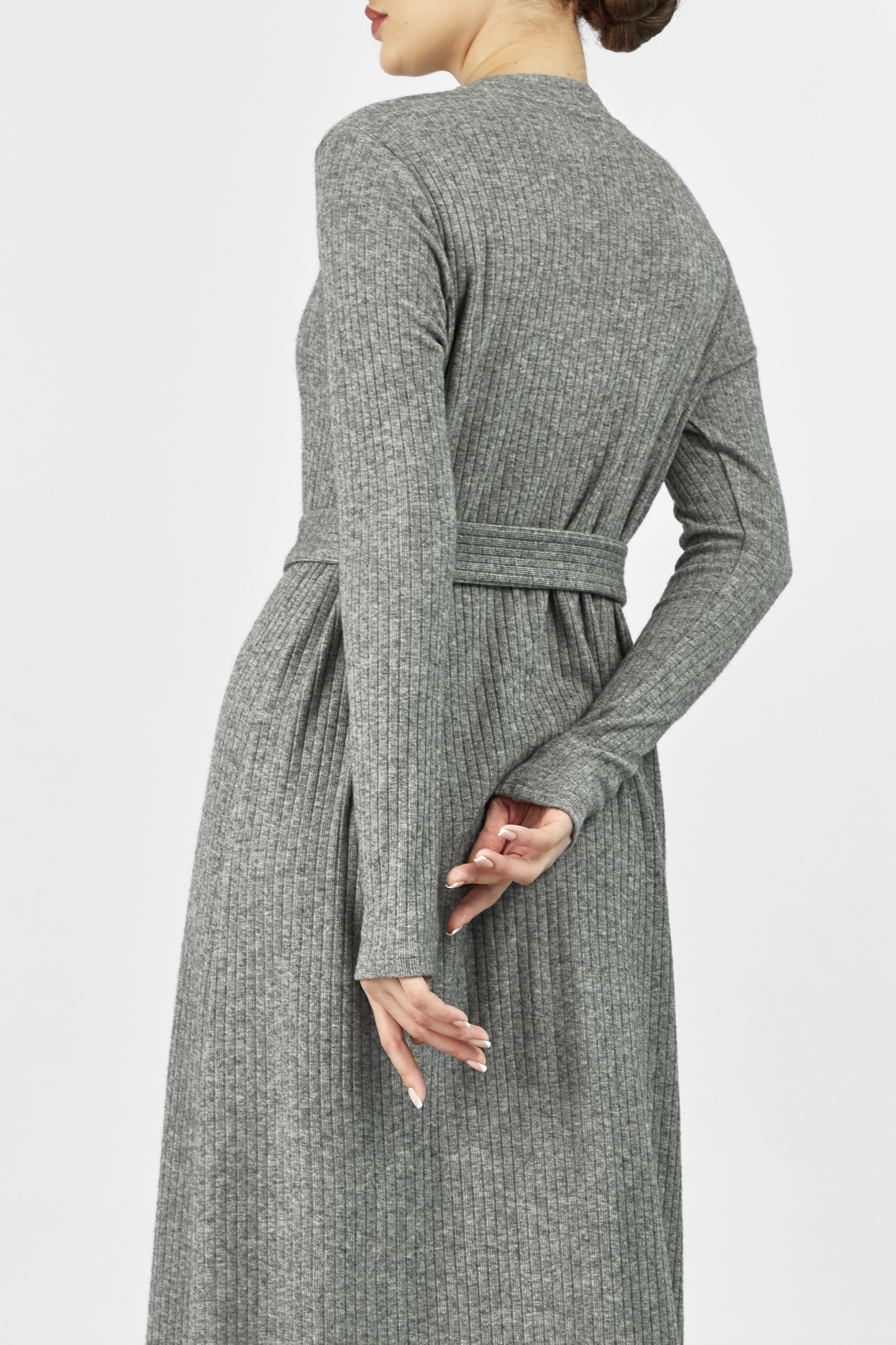 AE - Belted Knit Dress - Heather Grey