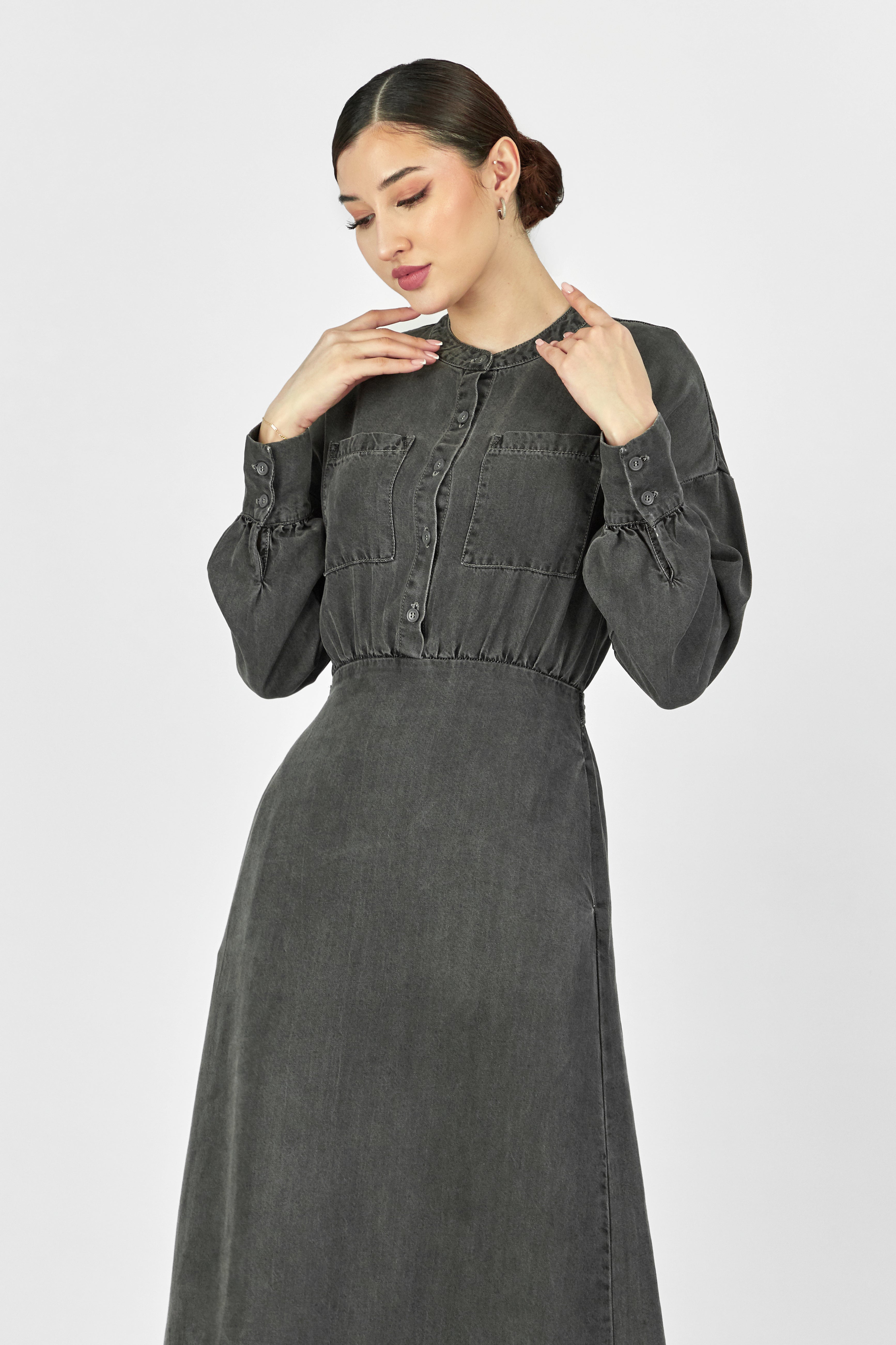 Grey denim clearance dress