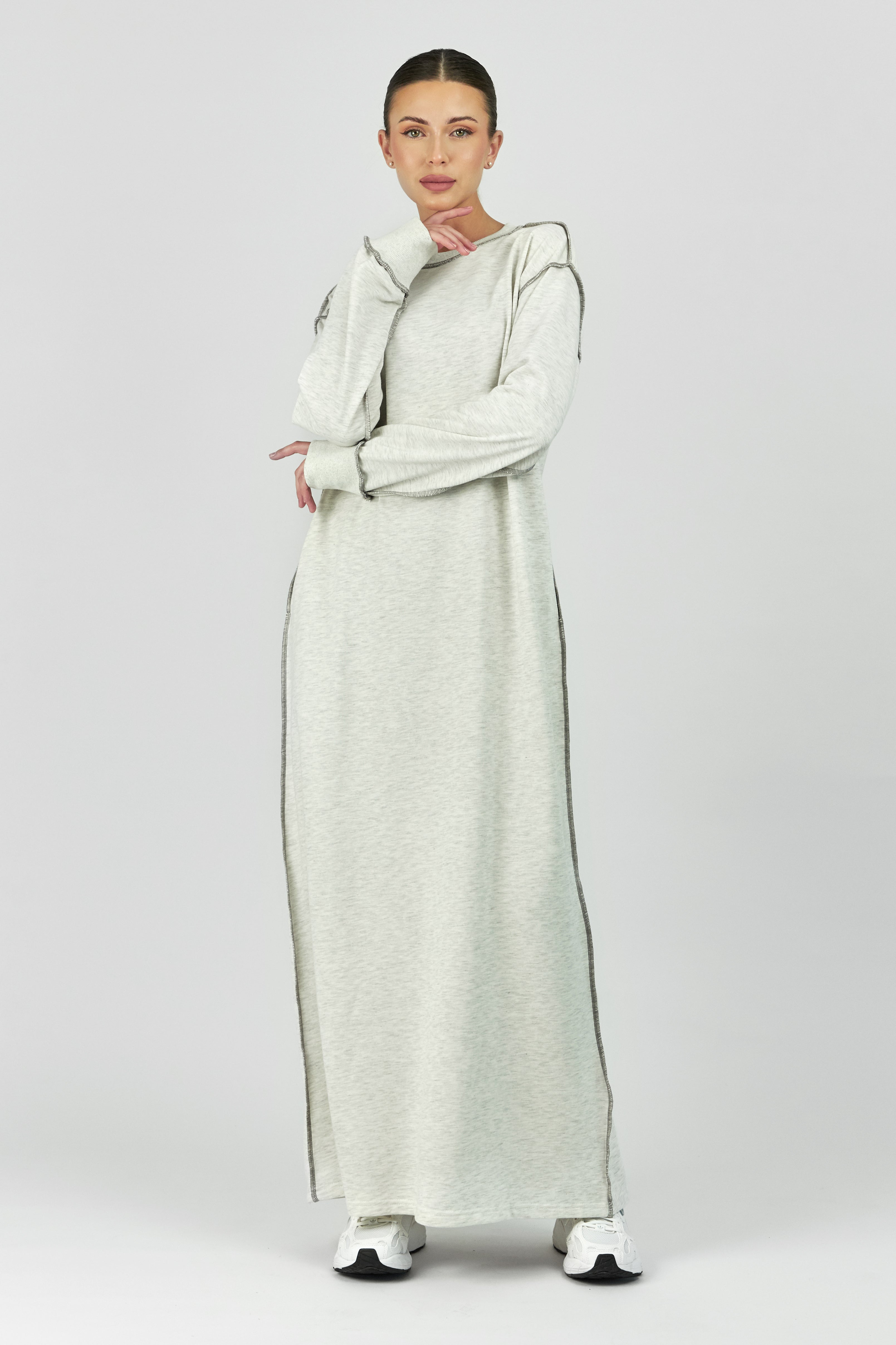 CA - Contrast Stitch Dress - Warm Grey