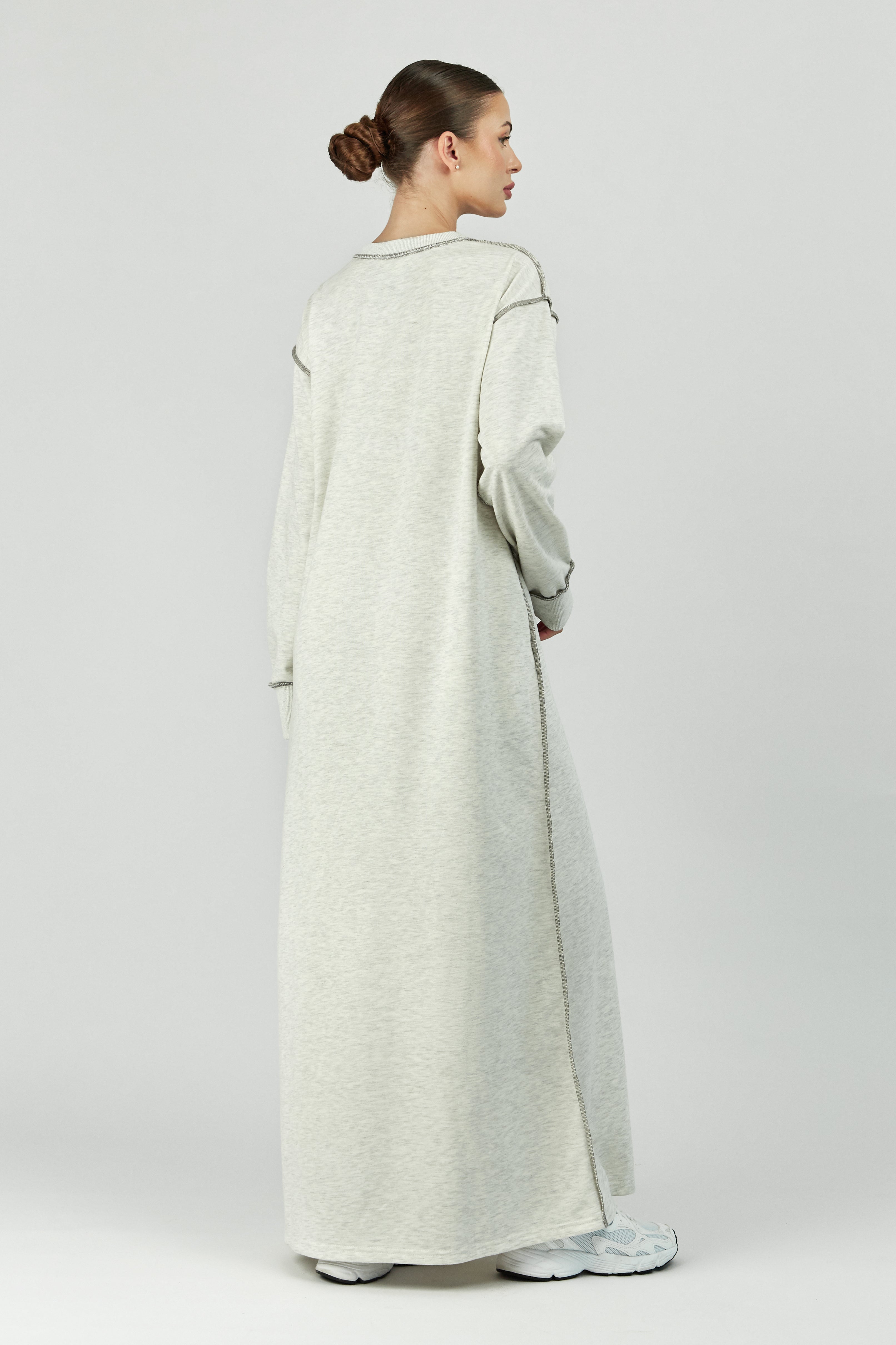 US - Contrast Stitch Dress - Warm Grey