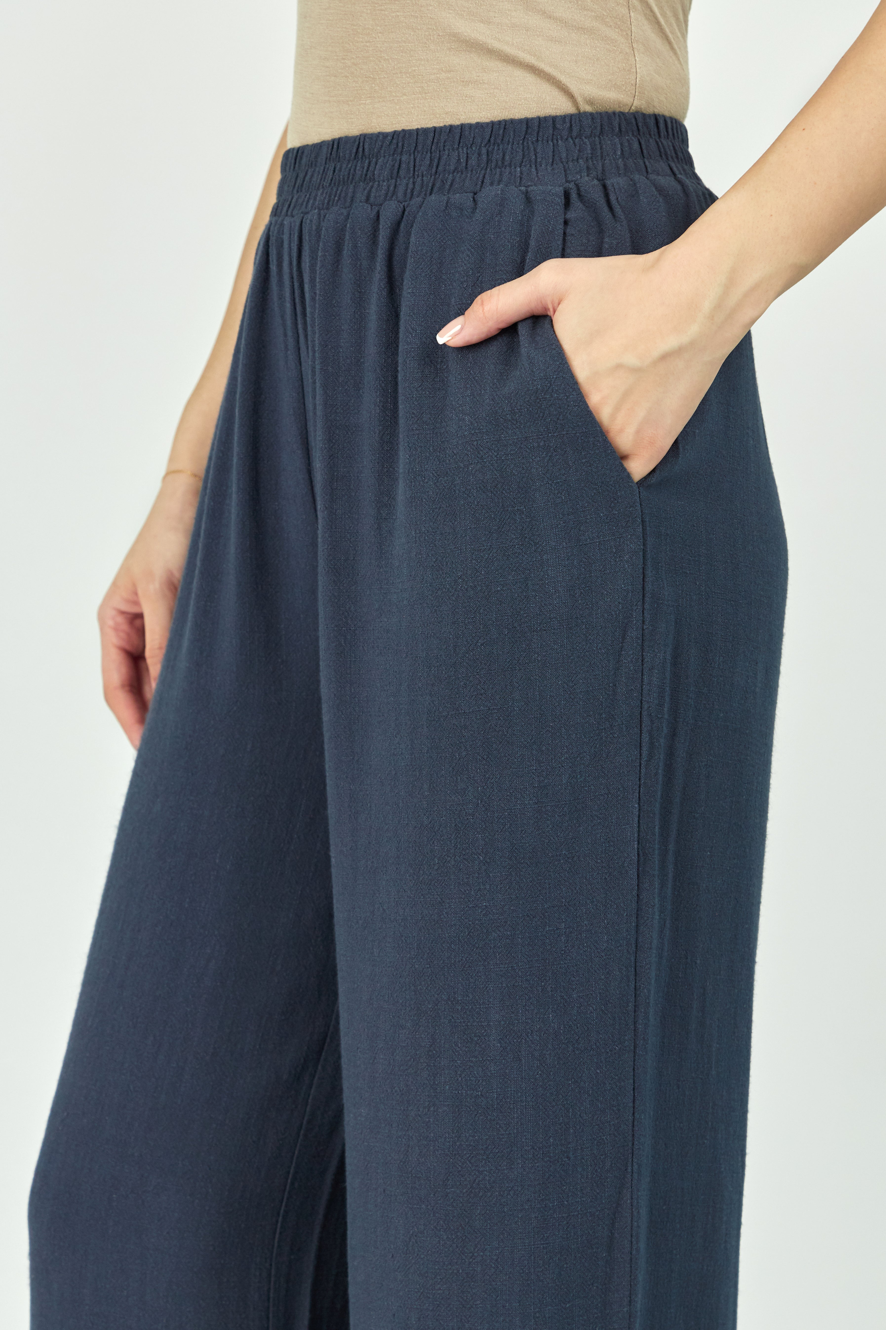 Linen Blend Pants - Royal Blue