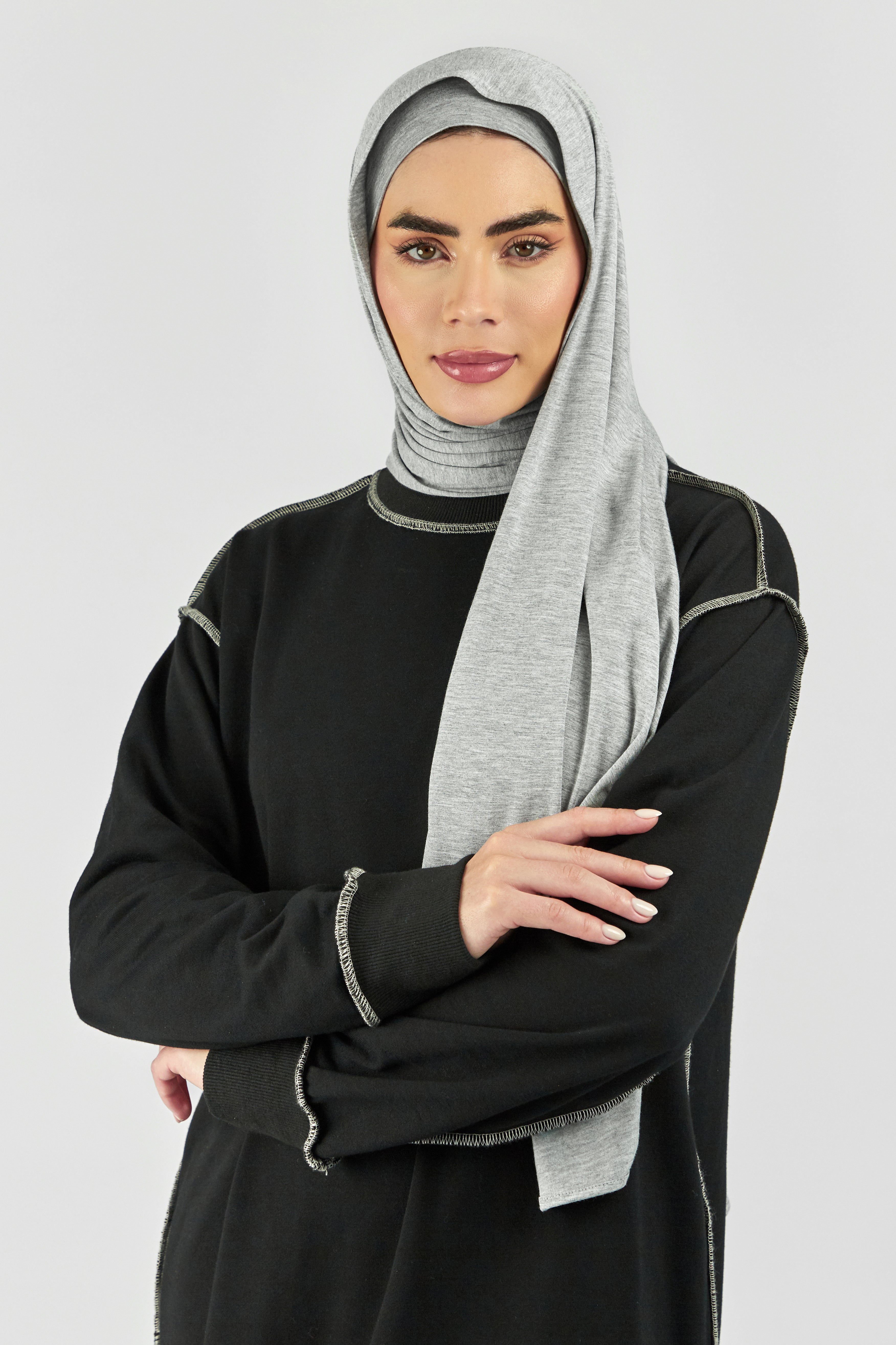 CA - Matching Jersey Hijab Set - Light Heather