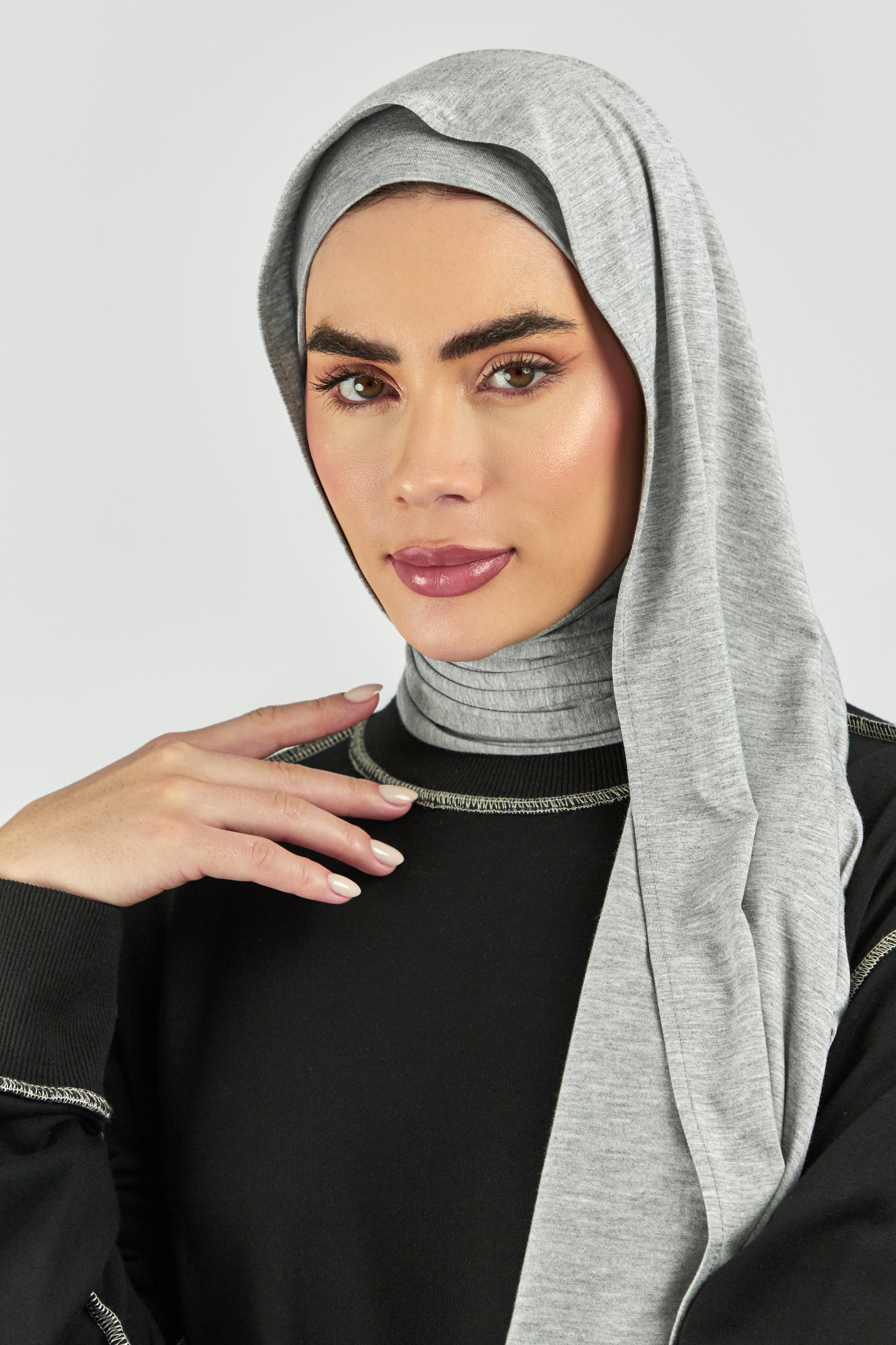 CA - Matching Jersey Hijab Set - Light Heather