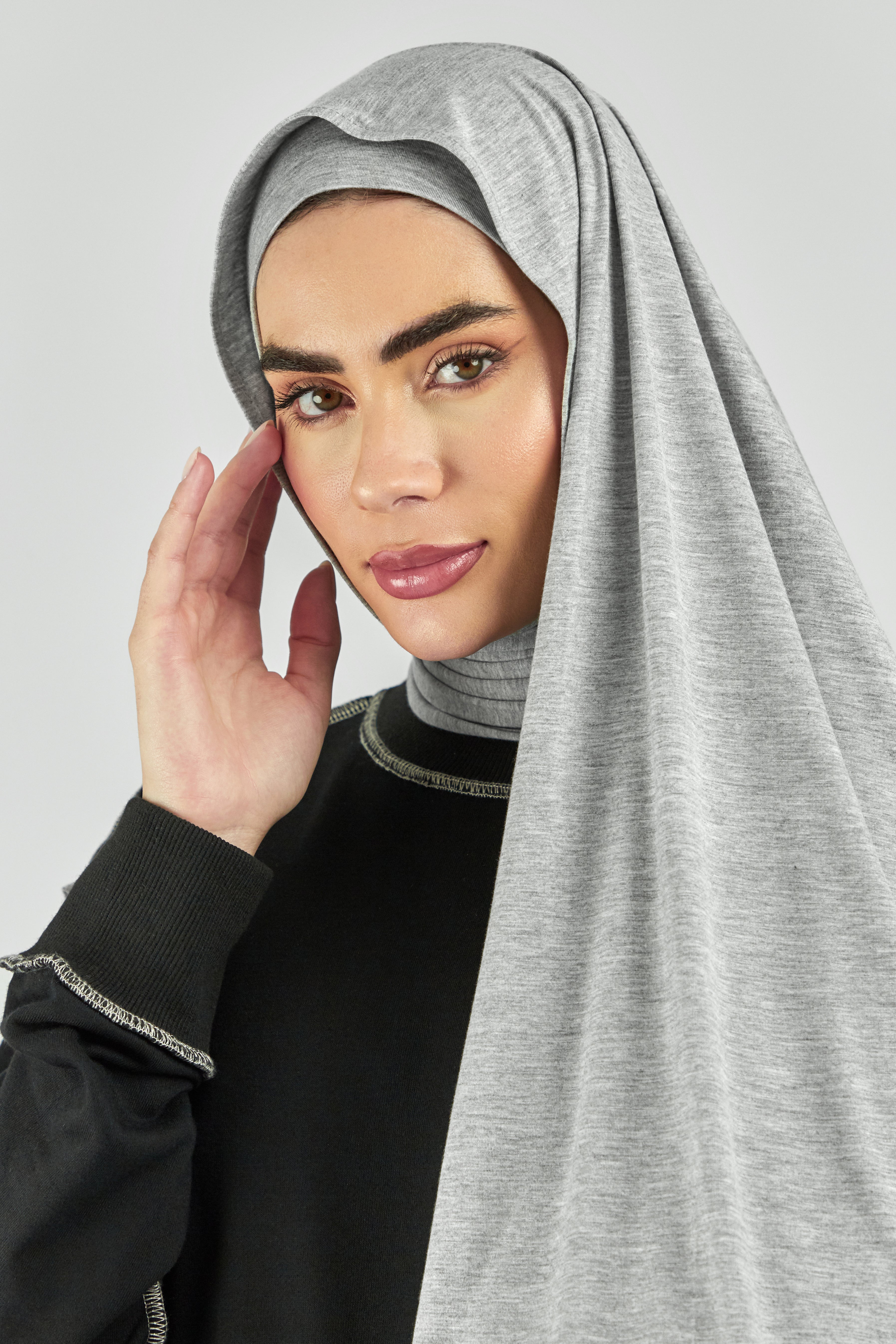AE - Matching Jersey Hijab Set - Light Heather