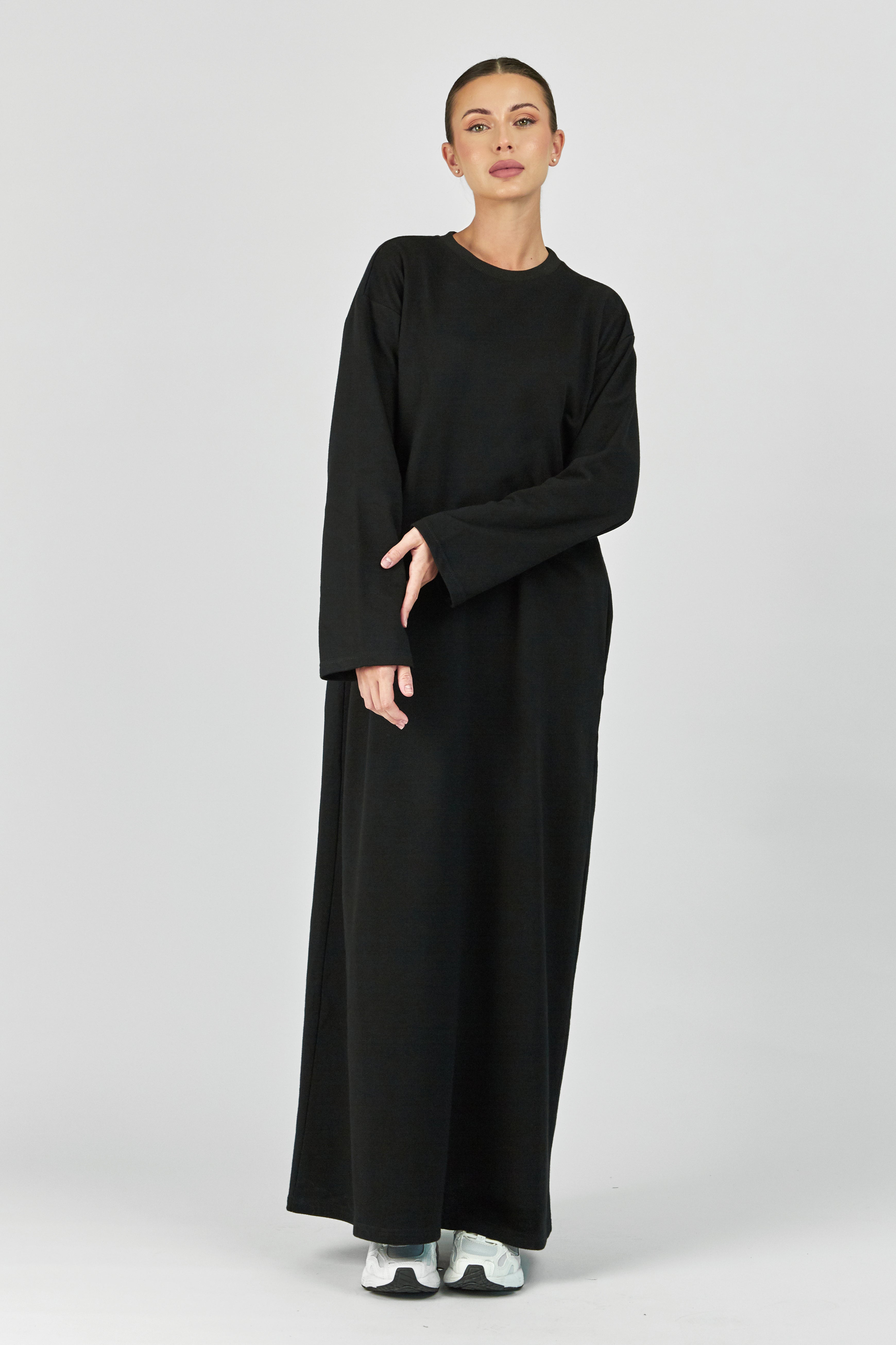US - Wide Sleeve Sweatshirt Dress - Black