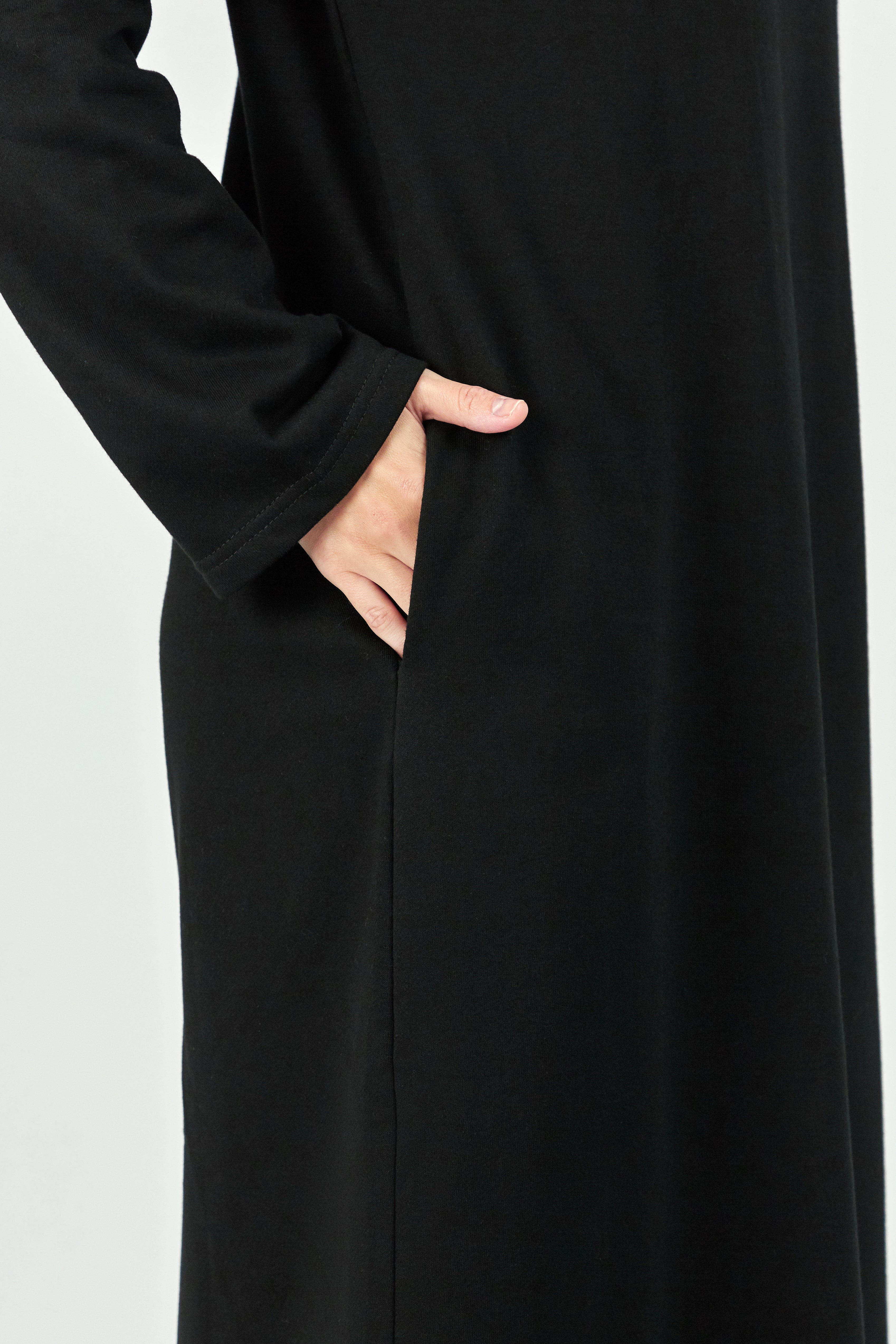 US - Wide Sleeve Sweatshirt Dress - Black