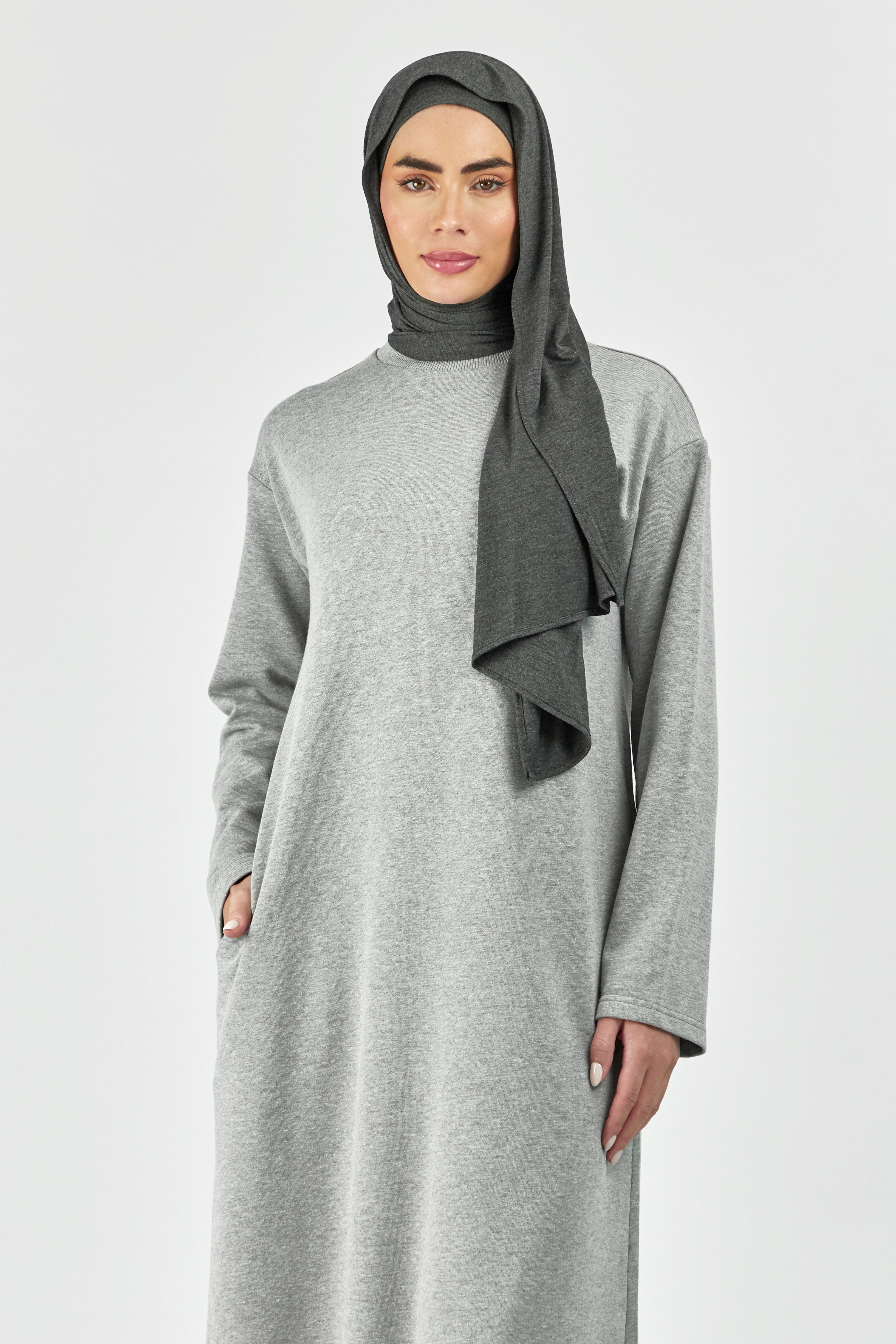 US - Wide Sleeve Sweatshirt Dress - Grey