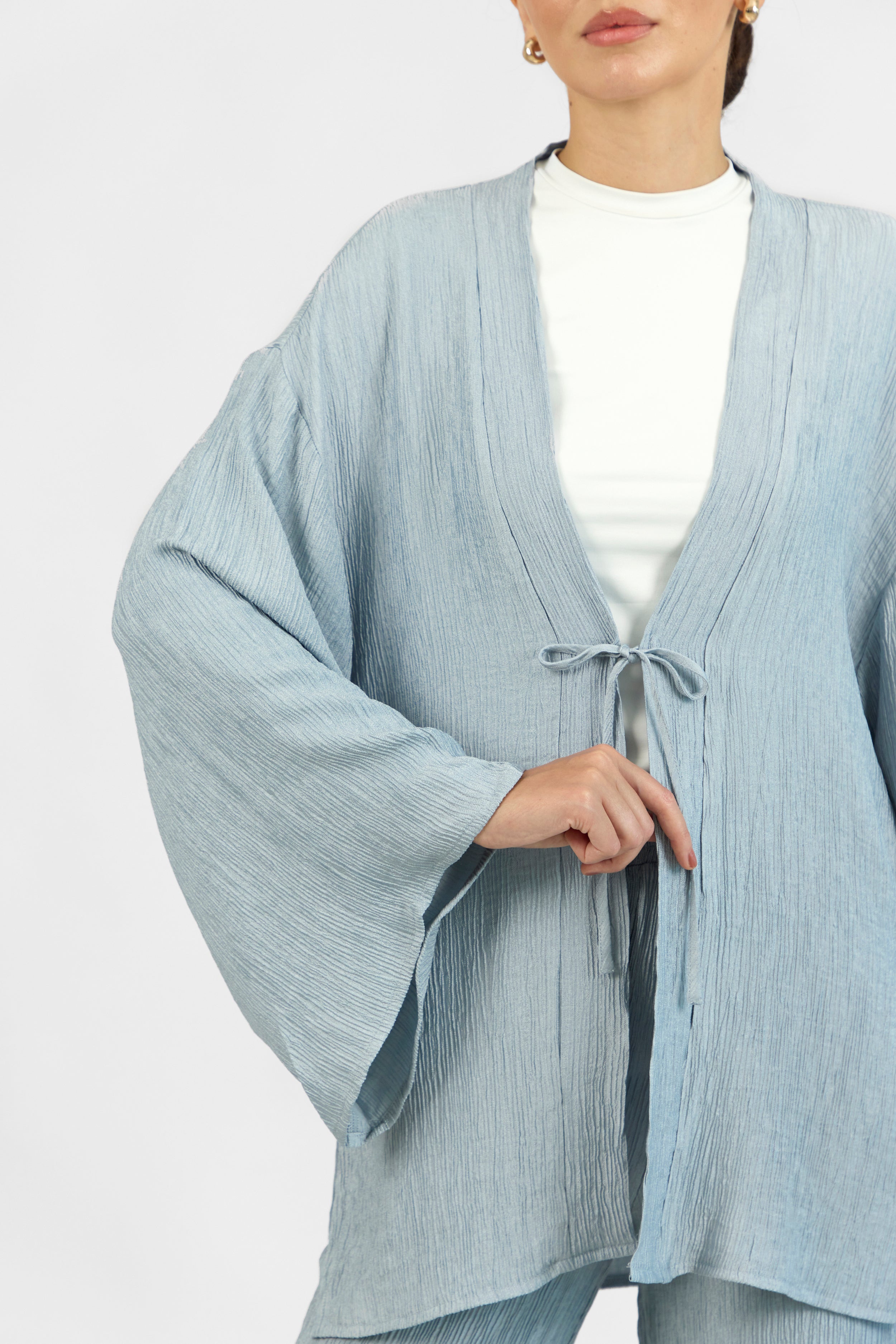 AE - Bow-detail Cardigan - Icy Blue