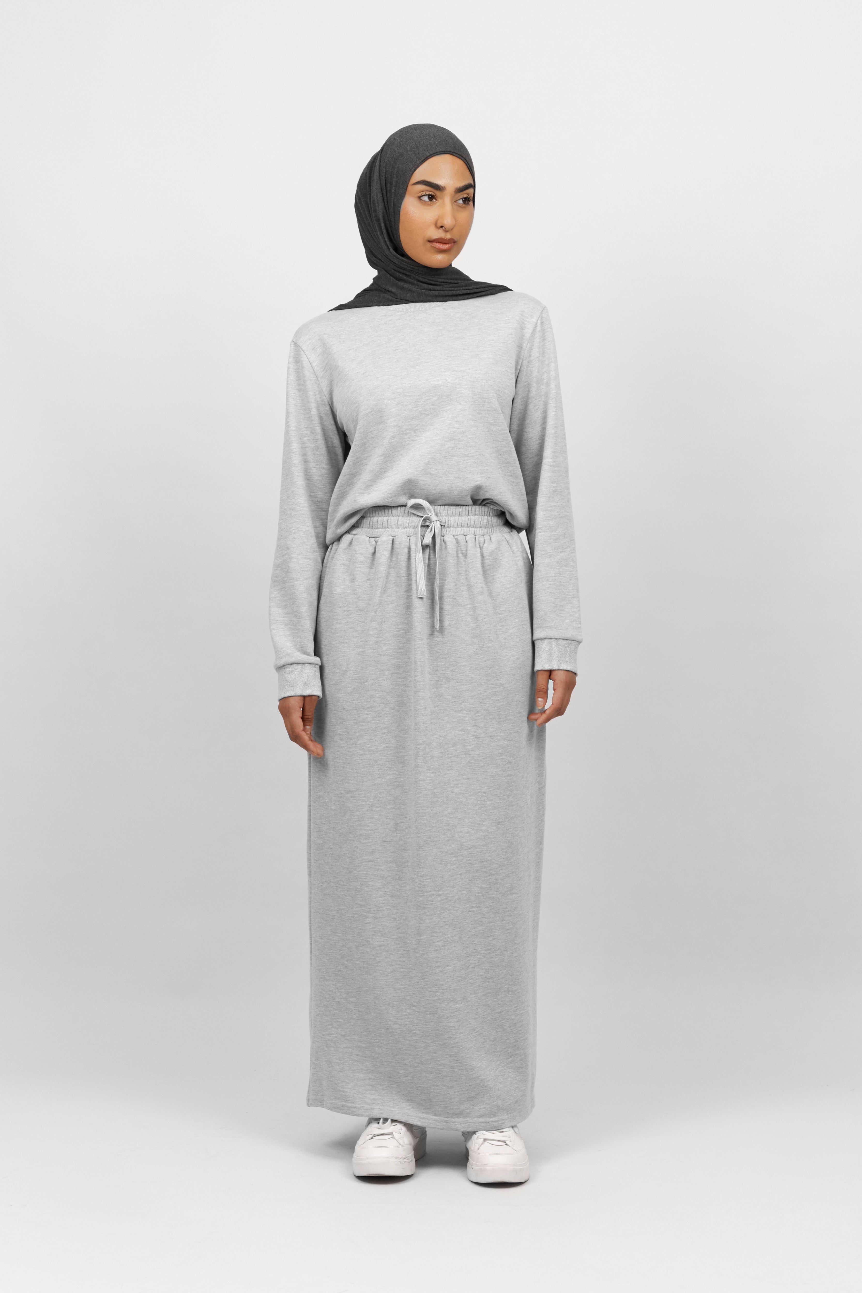 CA - Jogger Maxi Skirt - Light Heather Grey