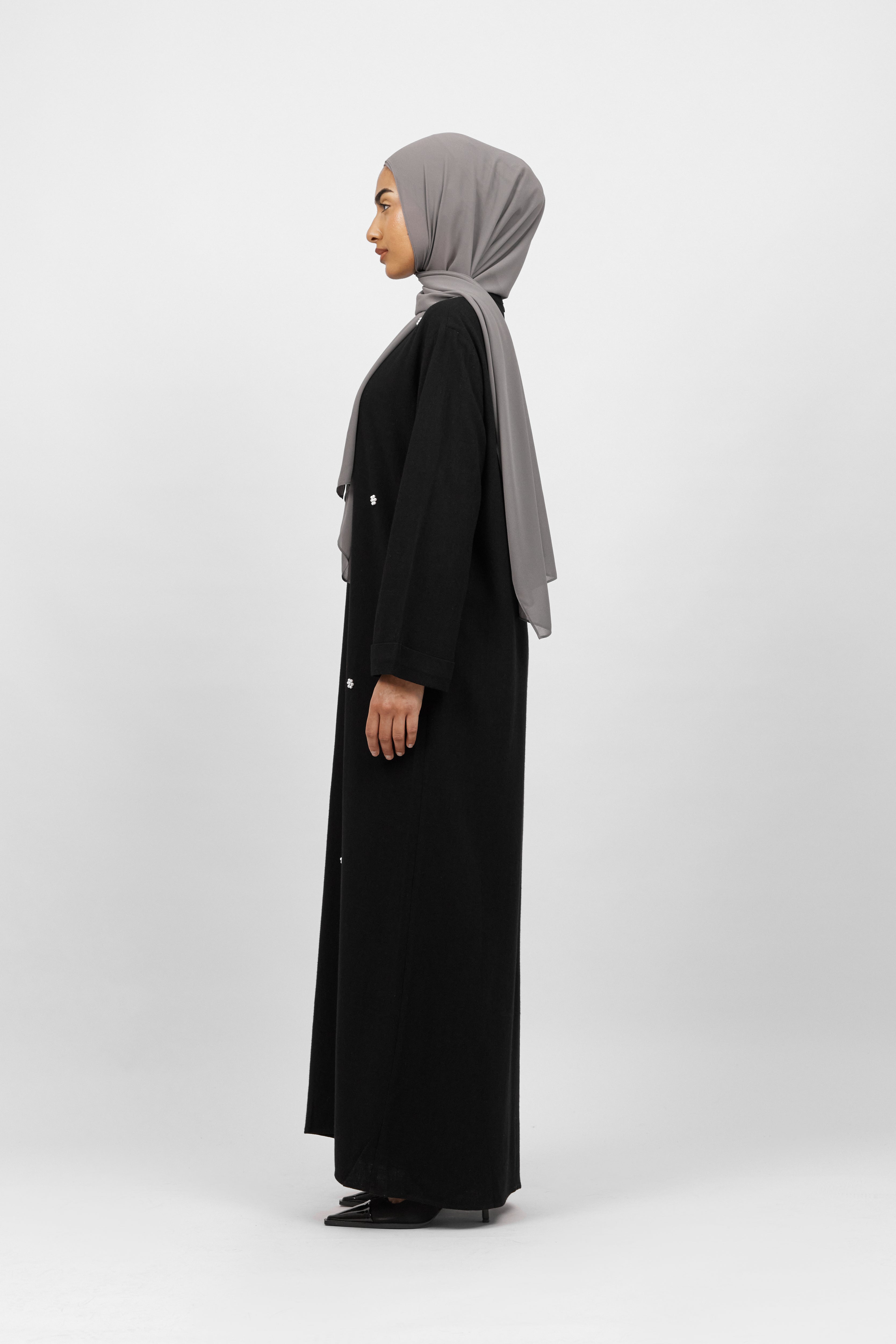 US - Pearl Relaxed Fit Abaya - Black