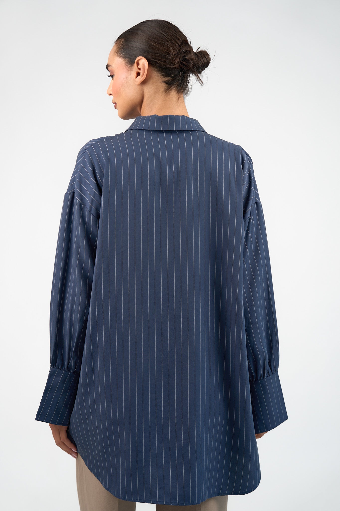 Pinstripe Button Up - Indigo