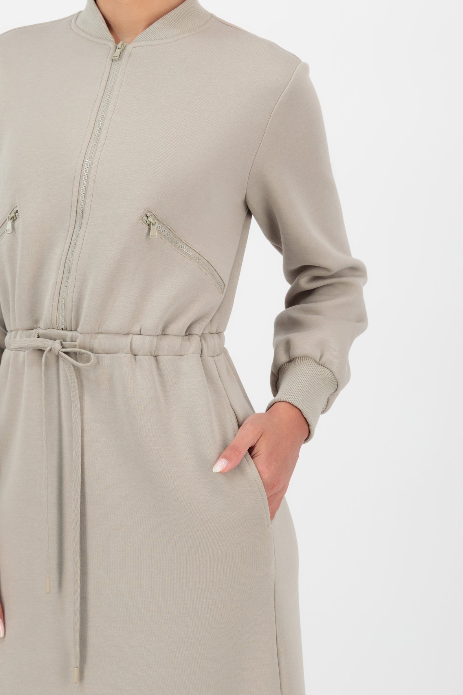 FARES Half Zip Sweatshirt Dress - Halwa | Elevated Sweatshirt