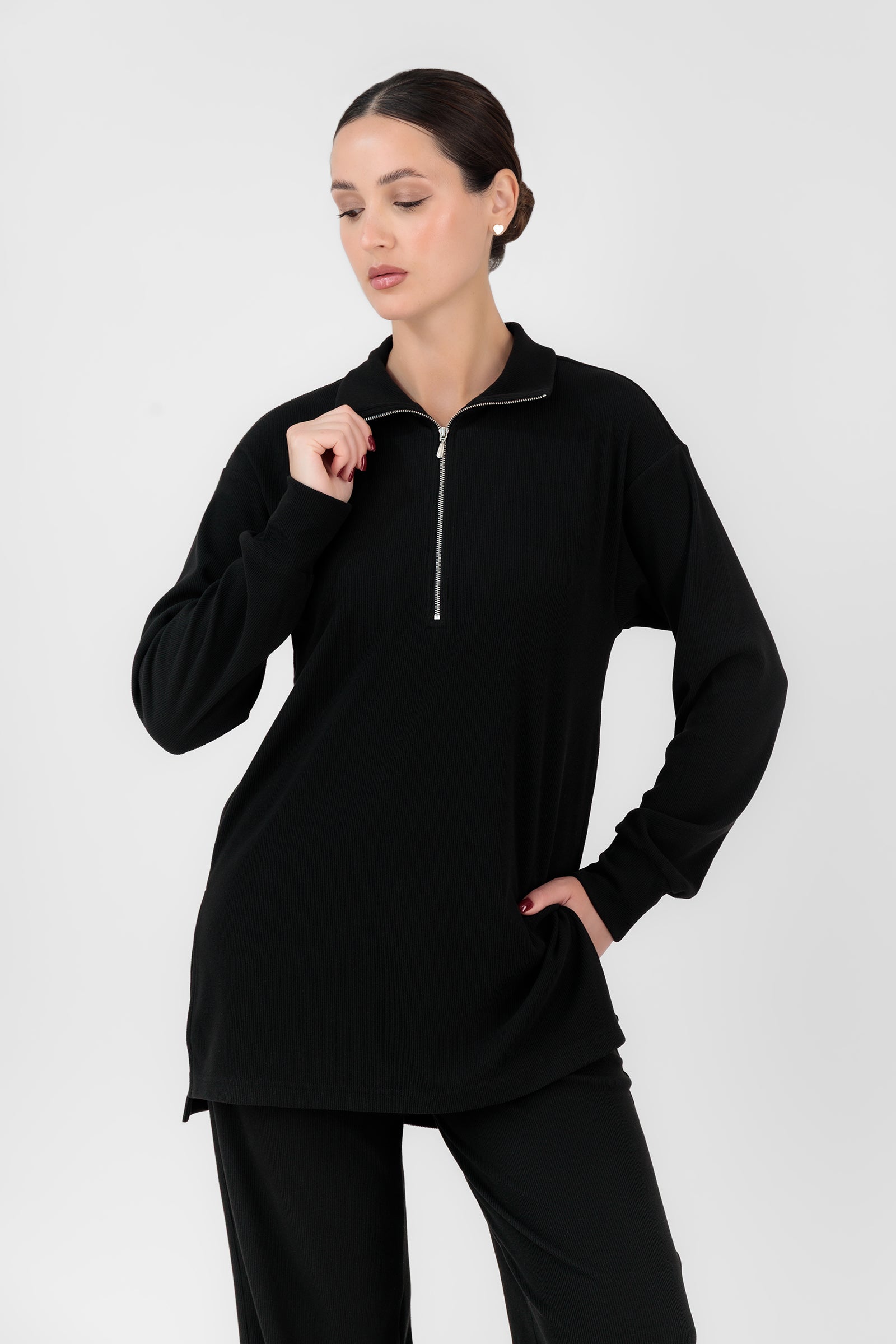 Velour Knit Top - Black