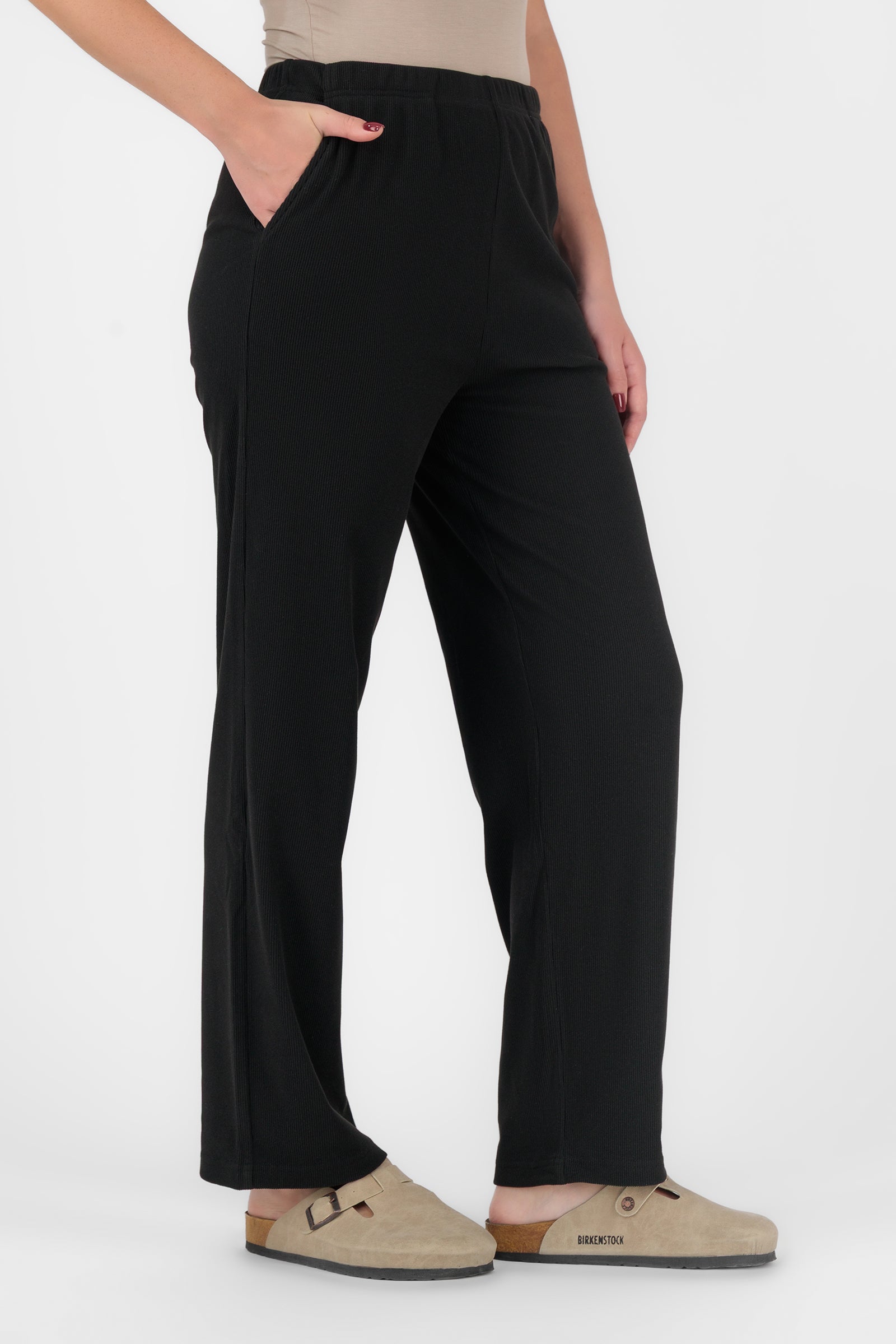 Velour Knit Pants - Black