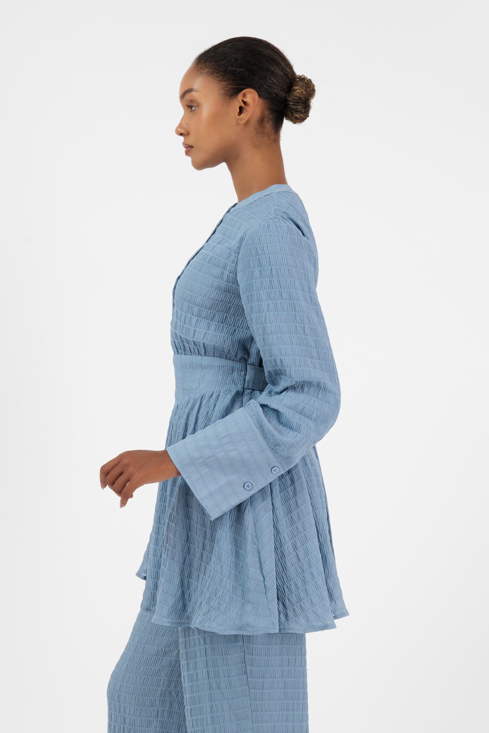 Shirred Asymmetrical Blouse - Berry