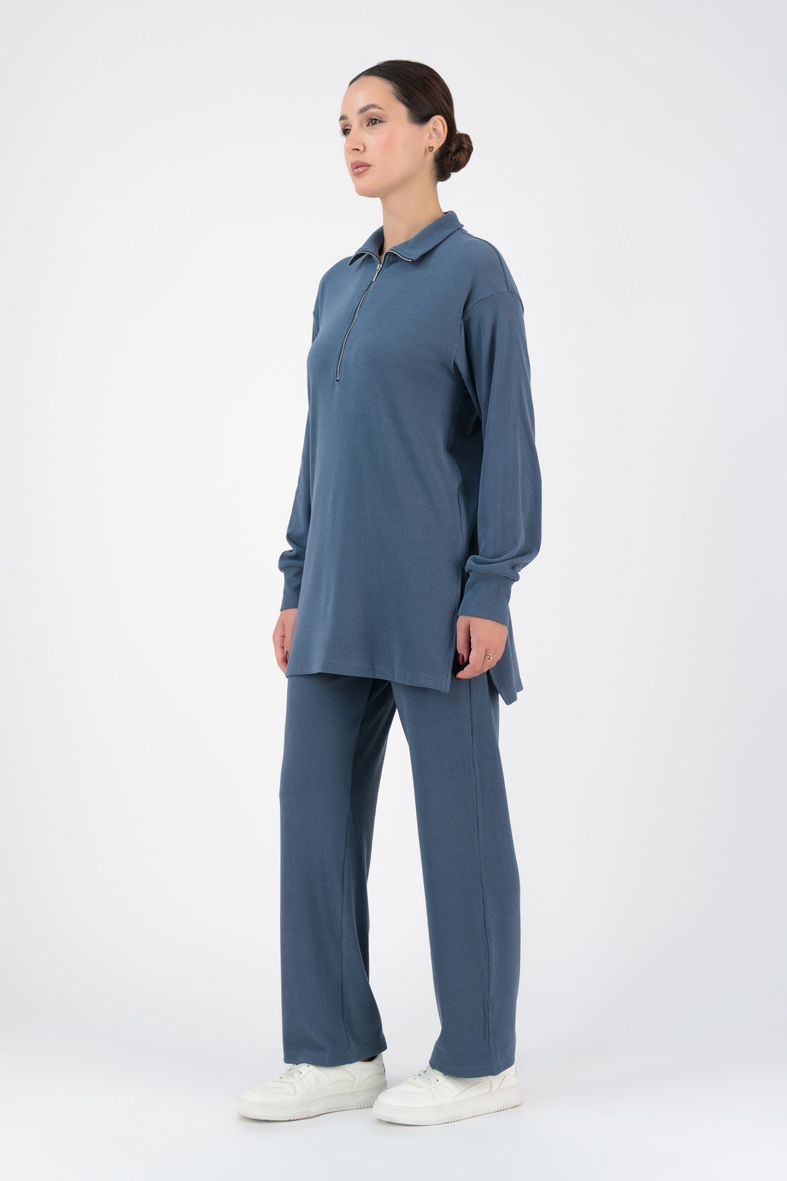FARES Velour Knit Modest Pants – Royal Blue | Straight Leg Pants