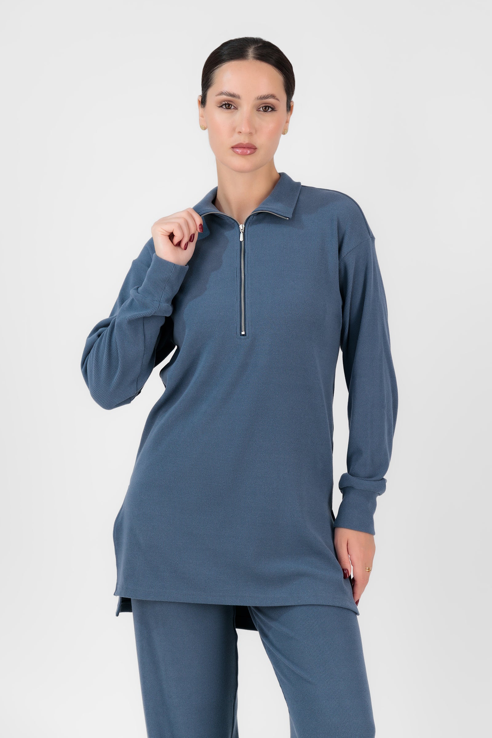 Velour Knit Top - Royal Blue