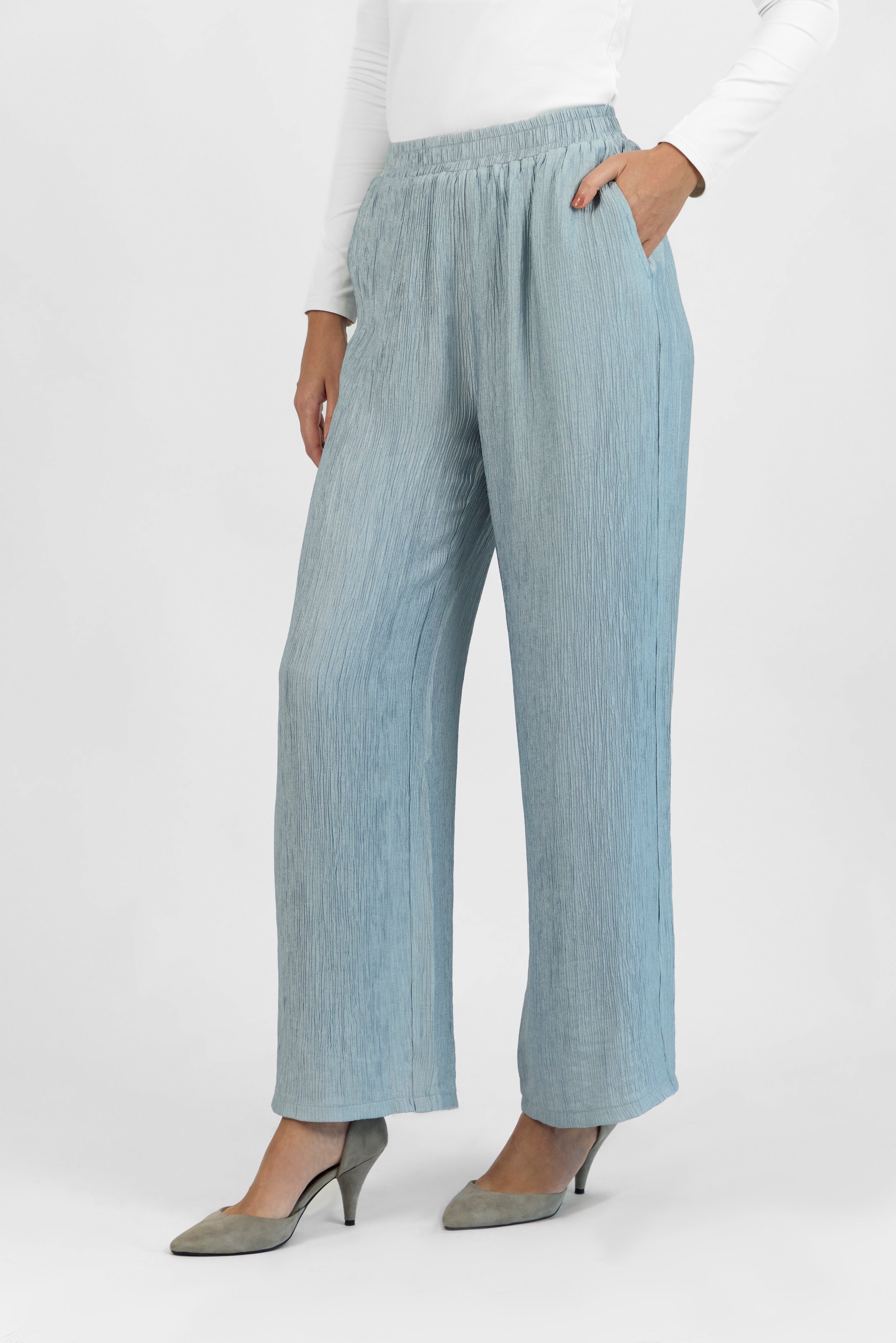 CA - Rippled Relaxed Fit Pants - Icy Blue