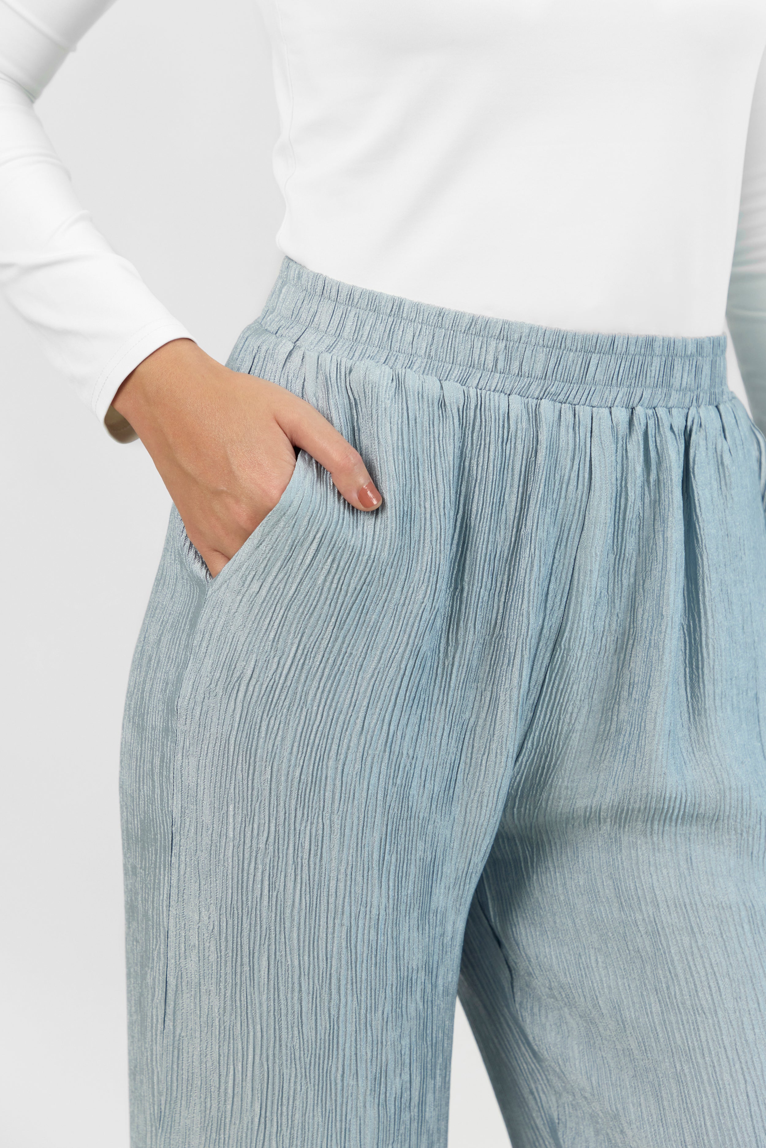 CA - Rippled Relaxed Fit Pants - Icy Blue