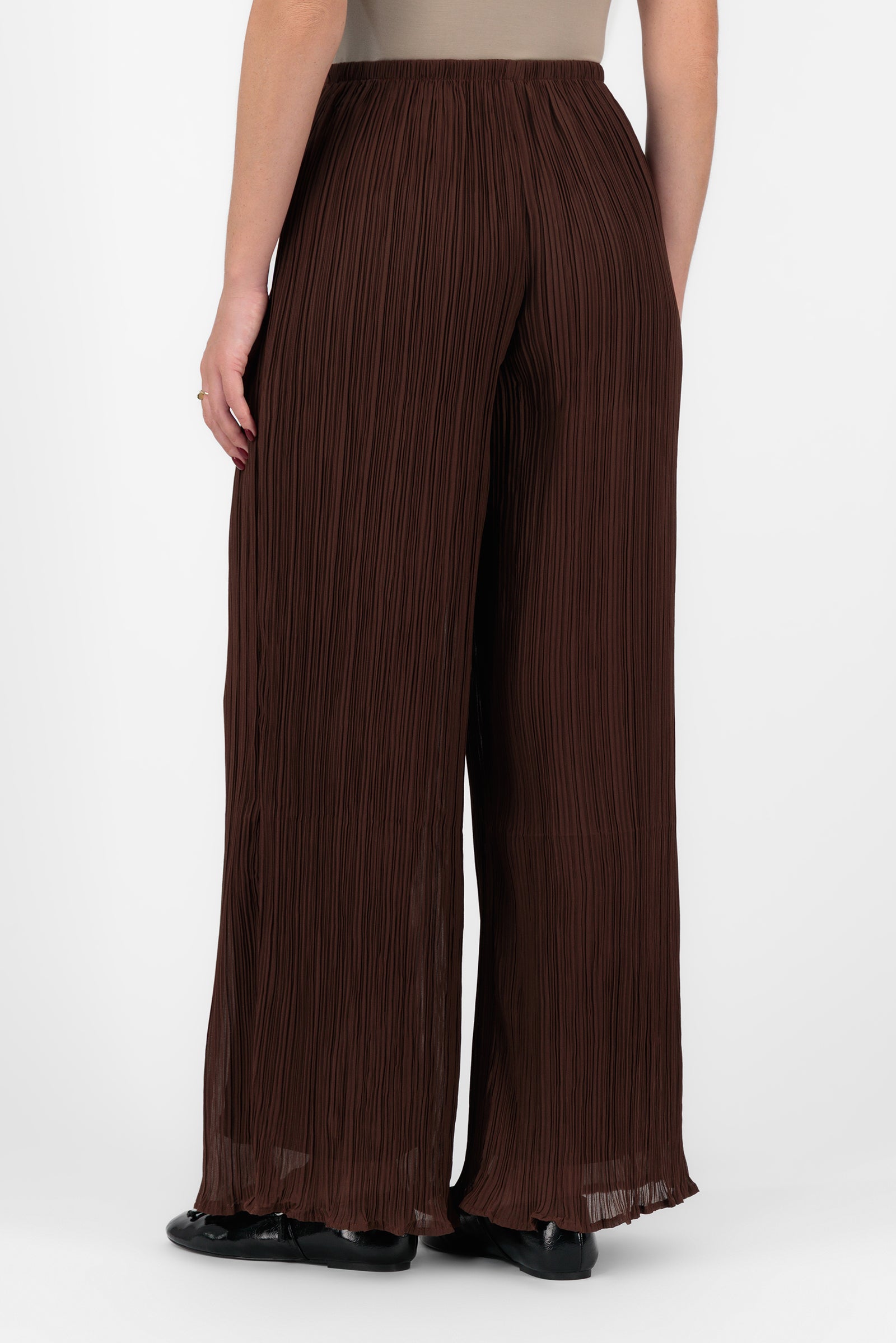 Flowy Plisse Pants - Brownie