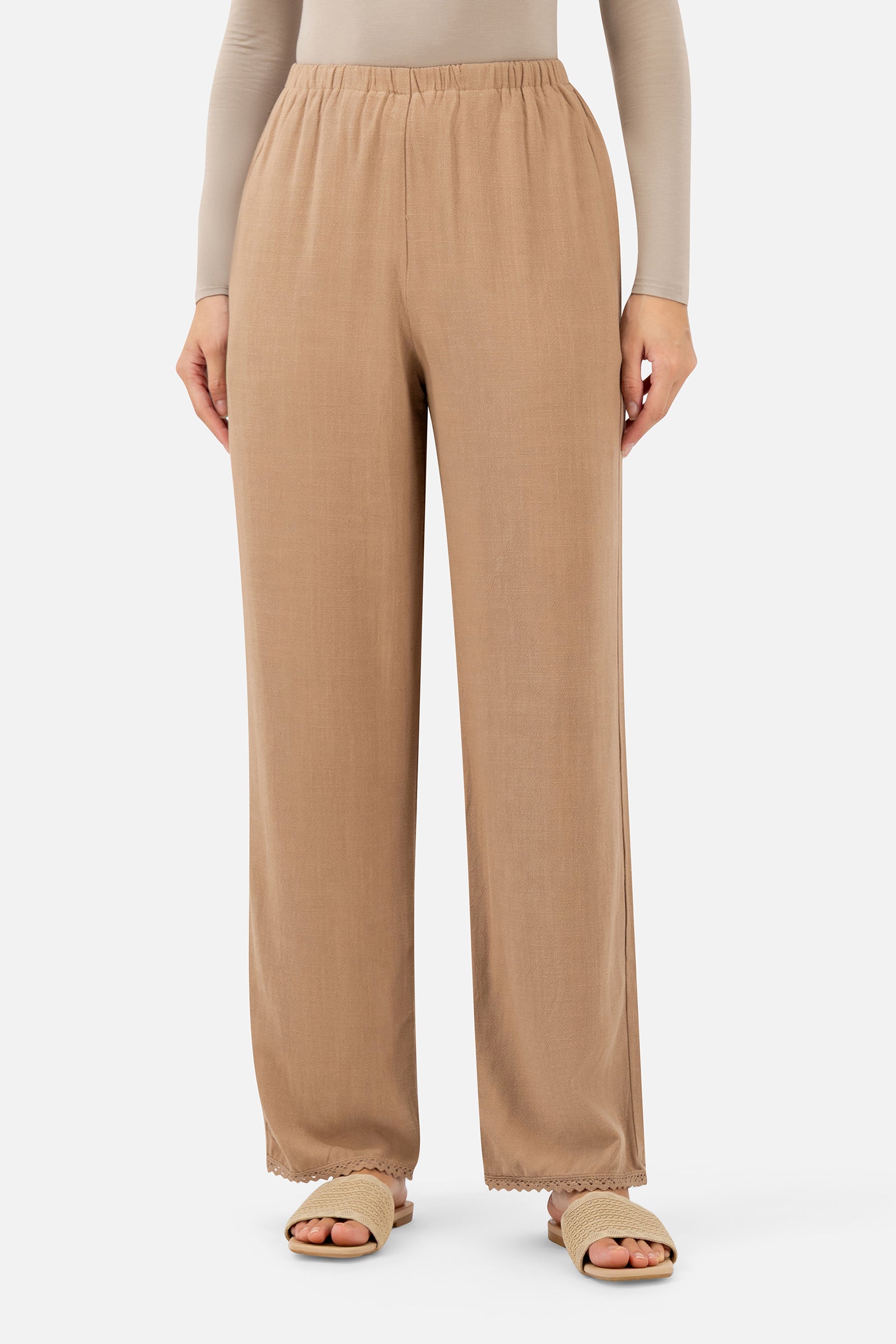 FARES Relaxed Fit Pants – Brownstone | Linen Pants for Women